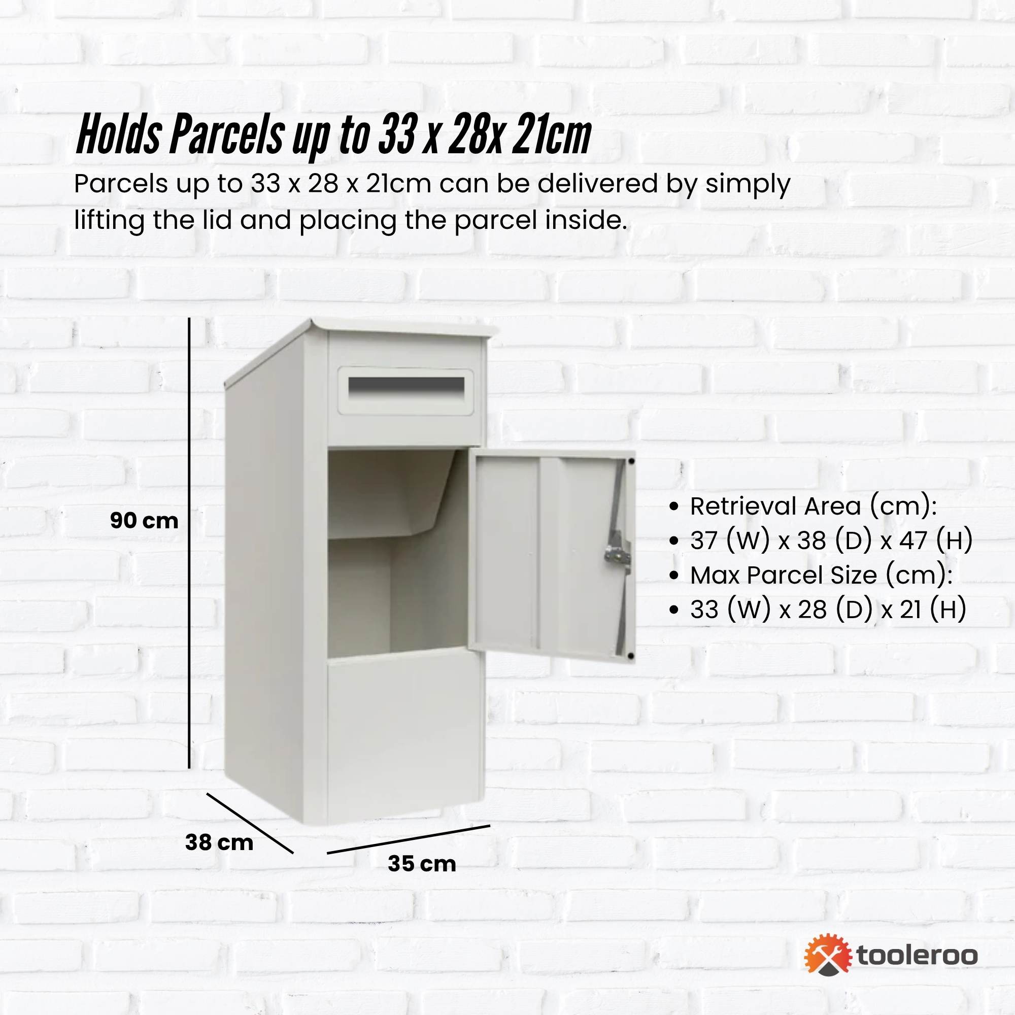Parcel Delivery Drop Box Mailbox - Secure Home Package Locker 38x38x90cm White V238-SUPDZ-40998763987024