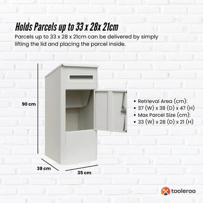 Parcel Delivery Drop Box Mailbox - Secure Home Package Locker 38x38x90cm White V238-SUPDZ-40998763987024