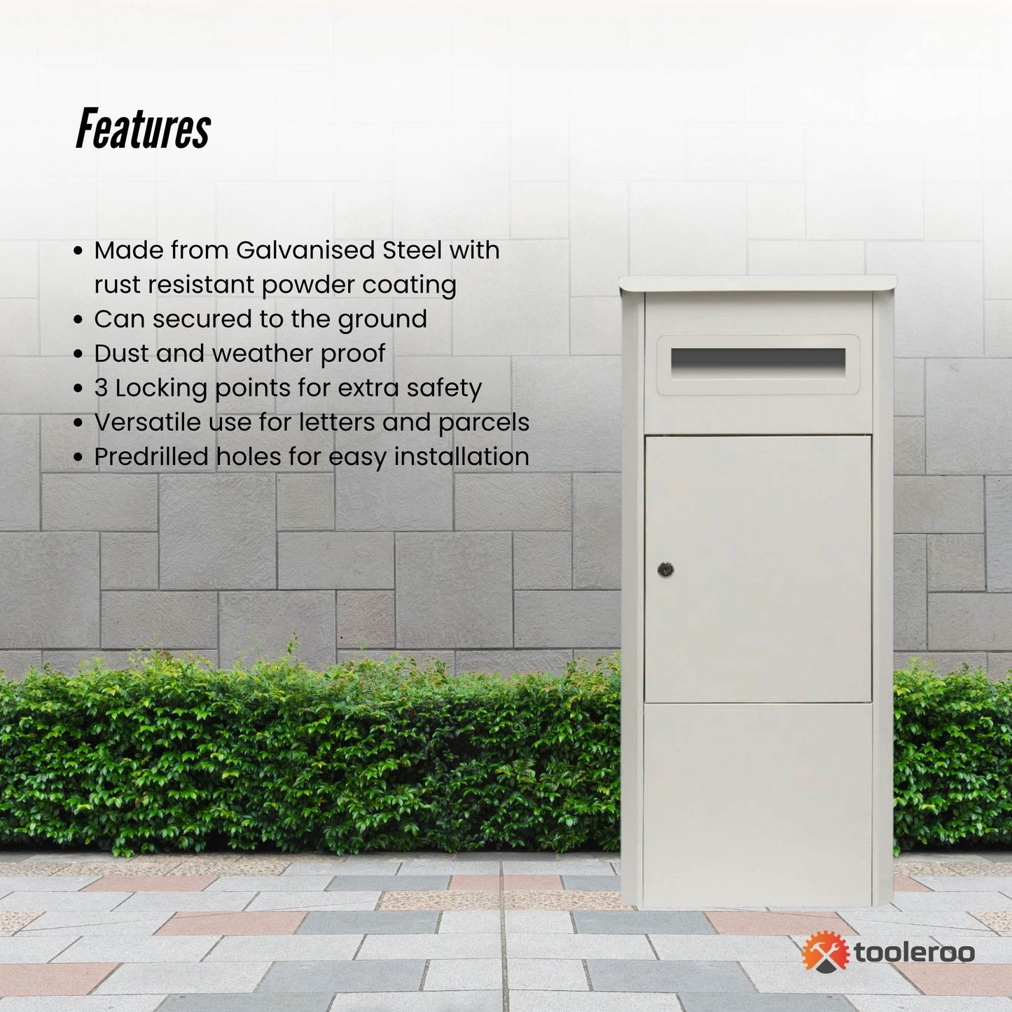 Parcel Delivery Drop Box Mailbox - Secure Home Package Locker 38x38x90cm White V238-SUPDZ-40998763987024