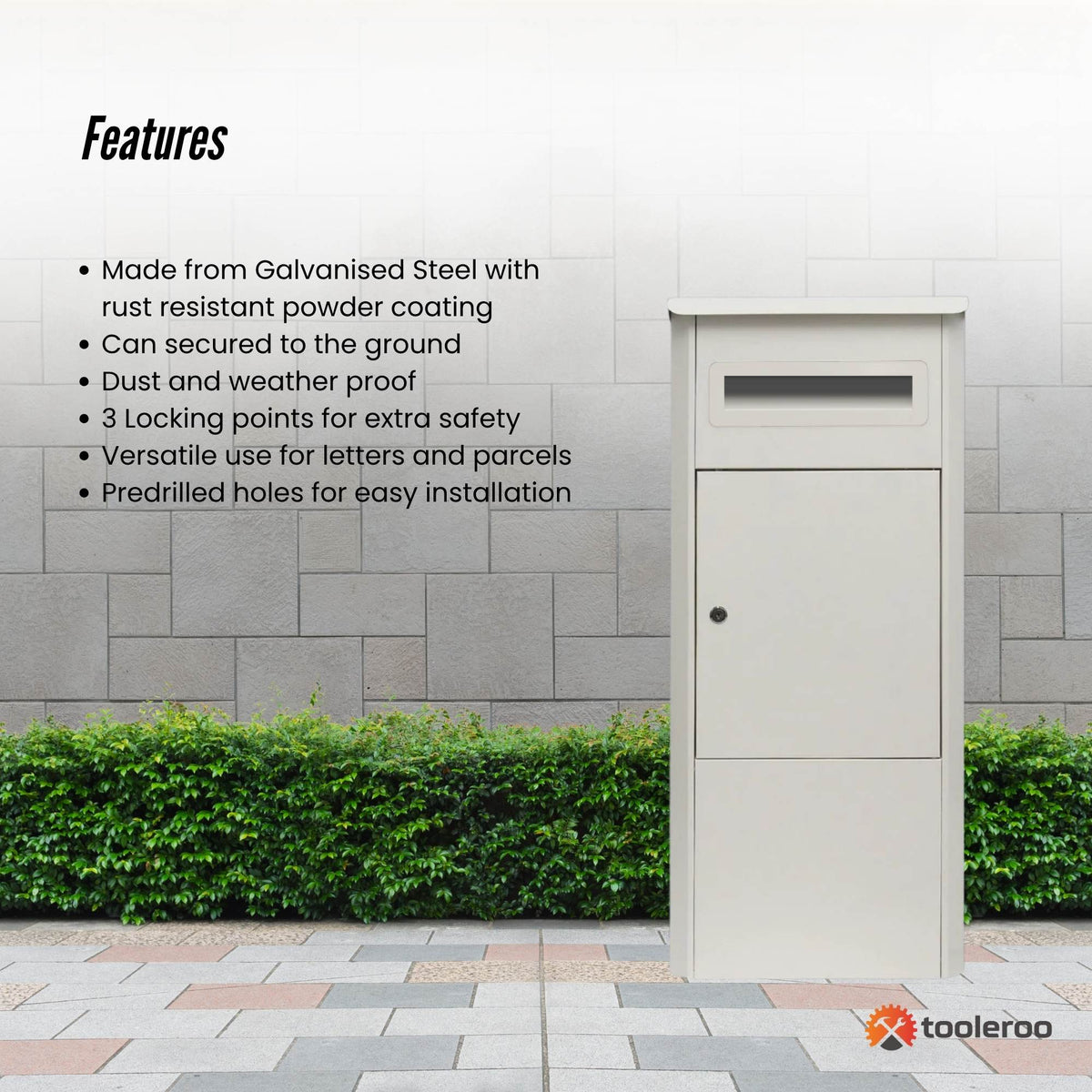 Parcel Delivery Drop Box Mailbox - Secure Home Package Locker 38x38x90cm White V238-SUPDZ-40998763987024