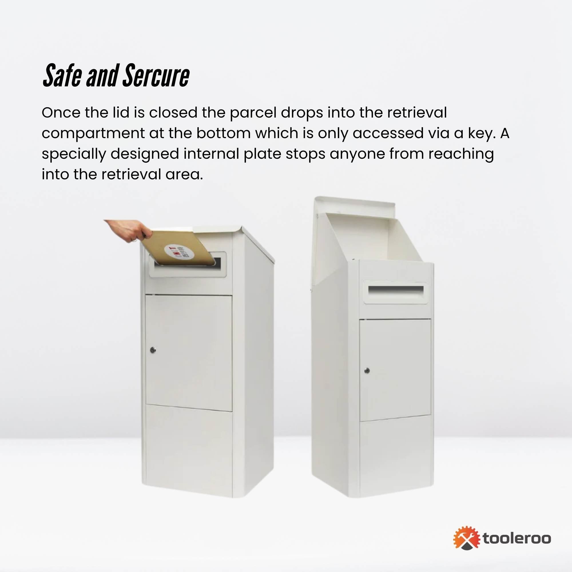 Parcel Delivery Drop Box Mailbox - Secure Home Package Locker 38x38x90cm White V238-SUPDZ-40998763987024