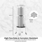 Orku 17L Gravity Benchtop Water Filter System - Stainless Steel V238-SUPDZ-41002478370896