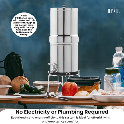 Orku 17L Gravity Benchtop Water Filter System - Stainless Steel V238-SUPDZ-41002478370896