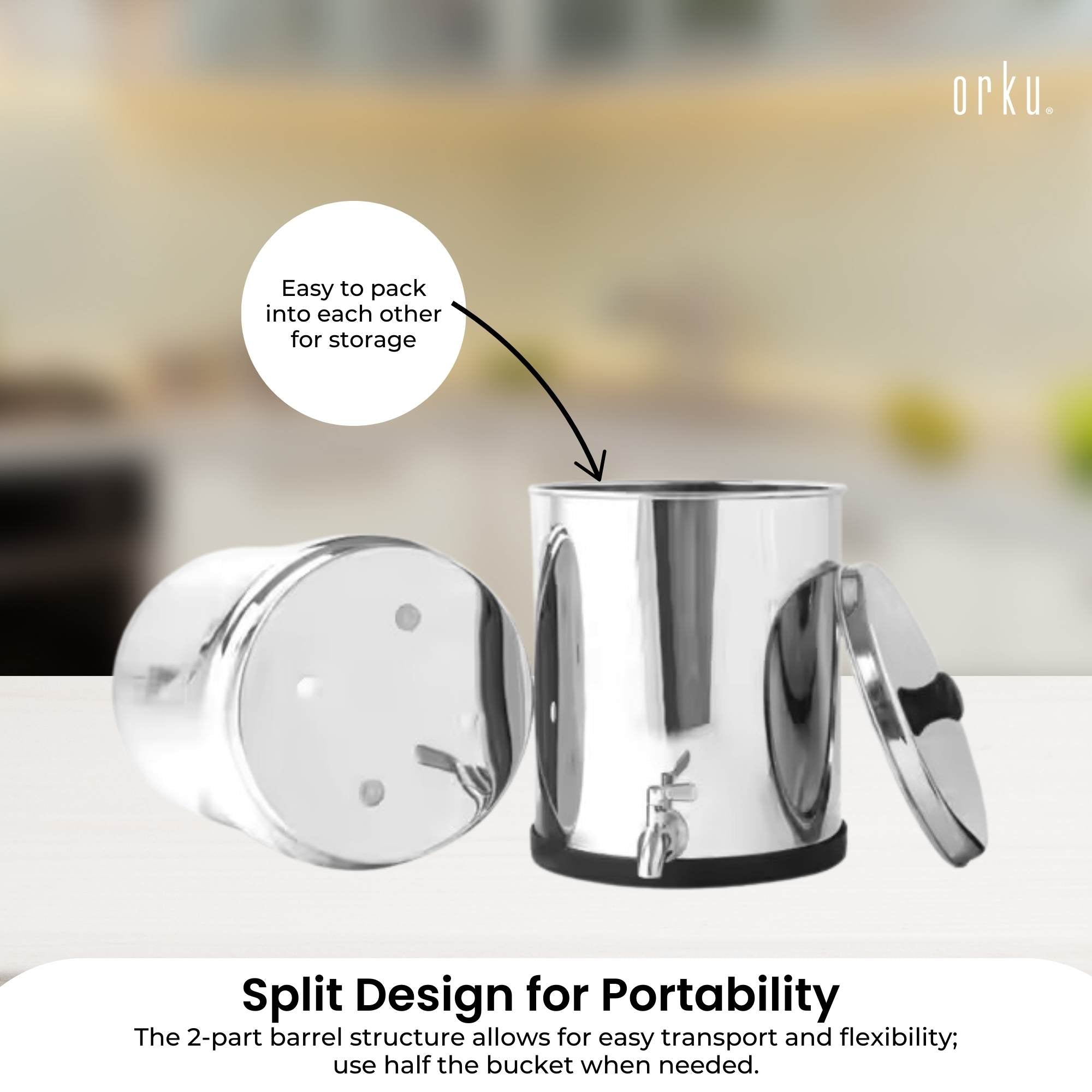 Orku 17L Gravity Benchtop Water Filter System - Stainless Steel V238-SUPDZ-41002478370896