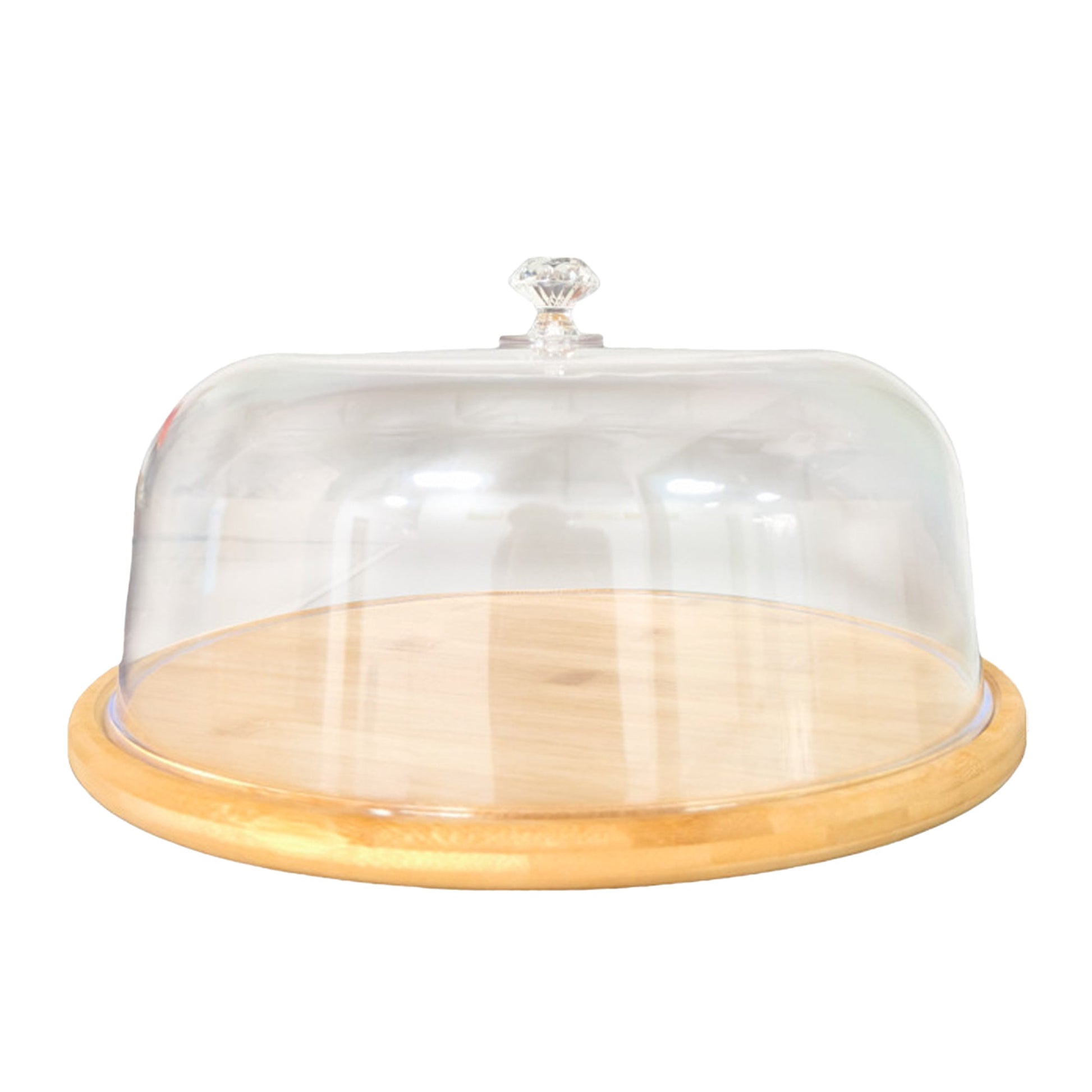 Kitchee 30cm Bamboo Cake Stand + Dome Acrylic Cover - Dessert Display Plate V238-SUPDZ-41002621763664