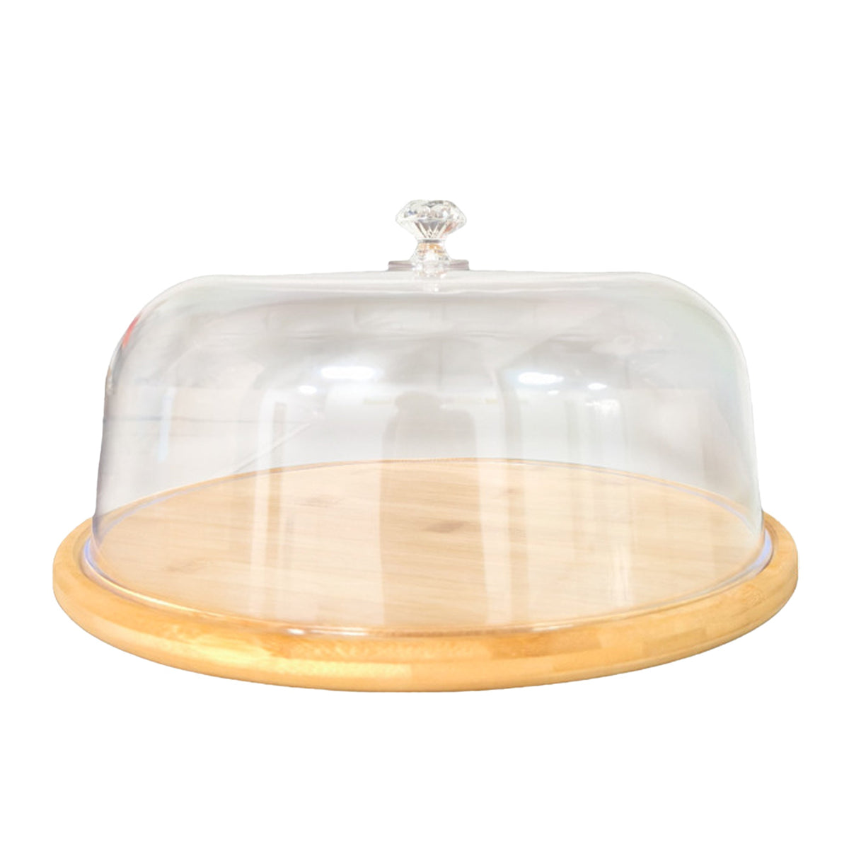Kitchee 30cm Bamboo Cake Stand + Dome Acrylic Cover - Dessert Display Plate V238-SUPDZ-41002621763664