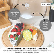 Kitchee 30cm Bamboo Cake Stand + Dome Acrylic Cover - Dessert Display Plate V238-SUPDZ-41002621763664