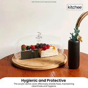 Kitchee 30cm Bamboo Cake Stand + Dome Acrylic Cover - Dessert Display Plate V238-SUPDZ-41002621763664