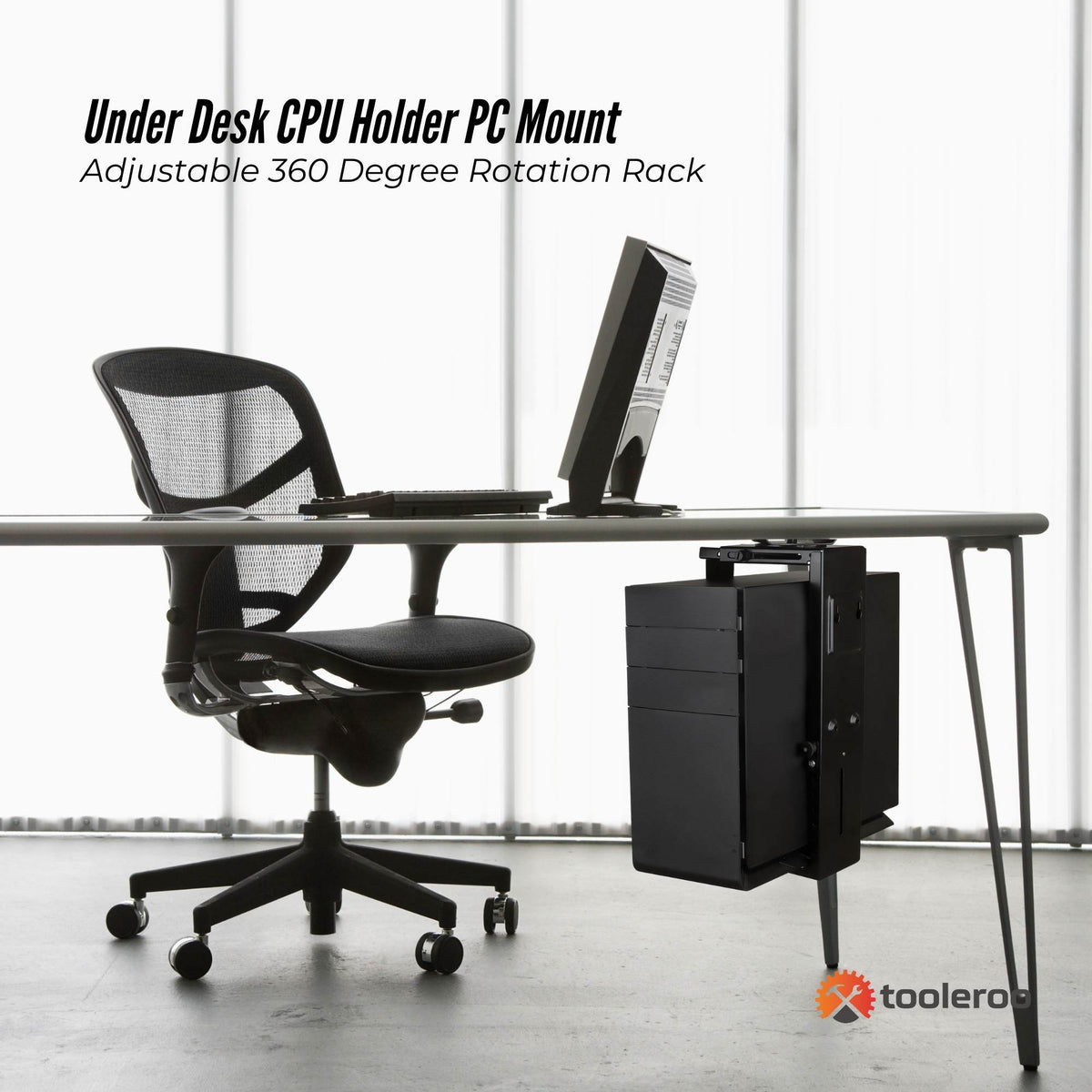 Tooleroo Under Desk CPU Holder PC Mount - Adjustable 360 Degree Rotation Rack V238-SUPDZ-41010225676368