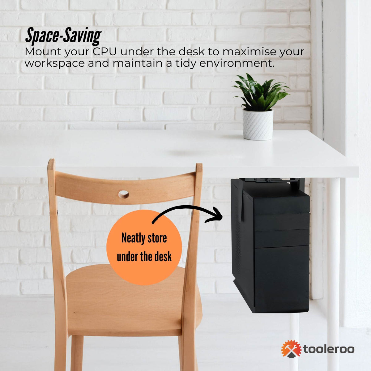 Tooleroo Under Desk CPU Holder PC Mount - Adjustable 360 Degree Rotation Rack V238-SUPDZ-41010225676368