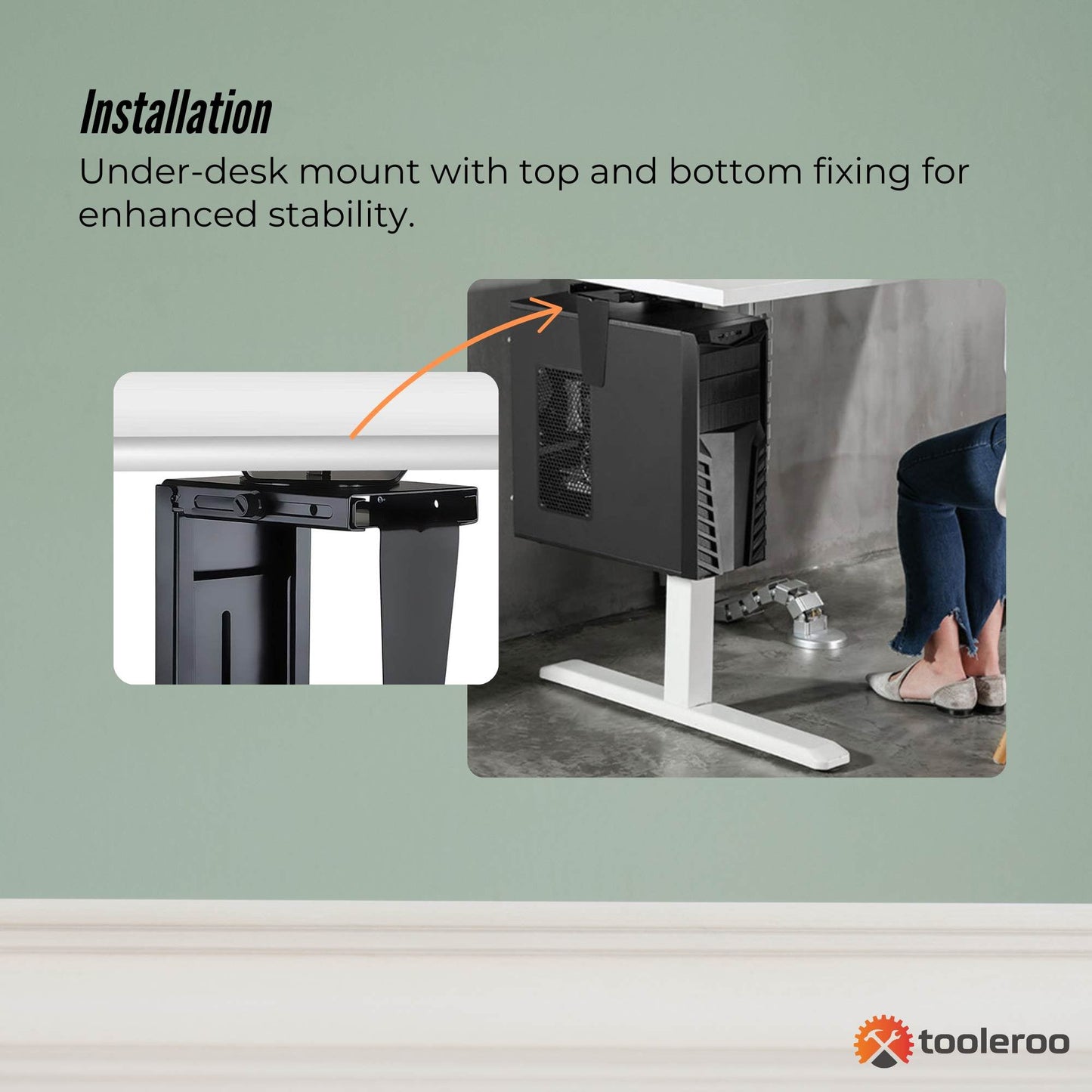 Tooleroo Under Desk CPU Holder PC Mount - Adjustable 360 Degree Rotation Rack V238-SUPDZ-41010225676368