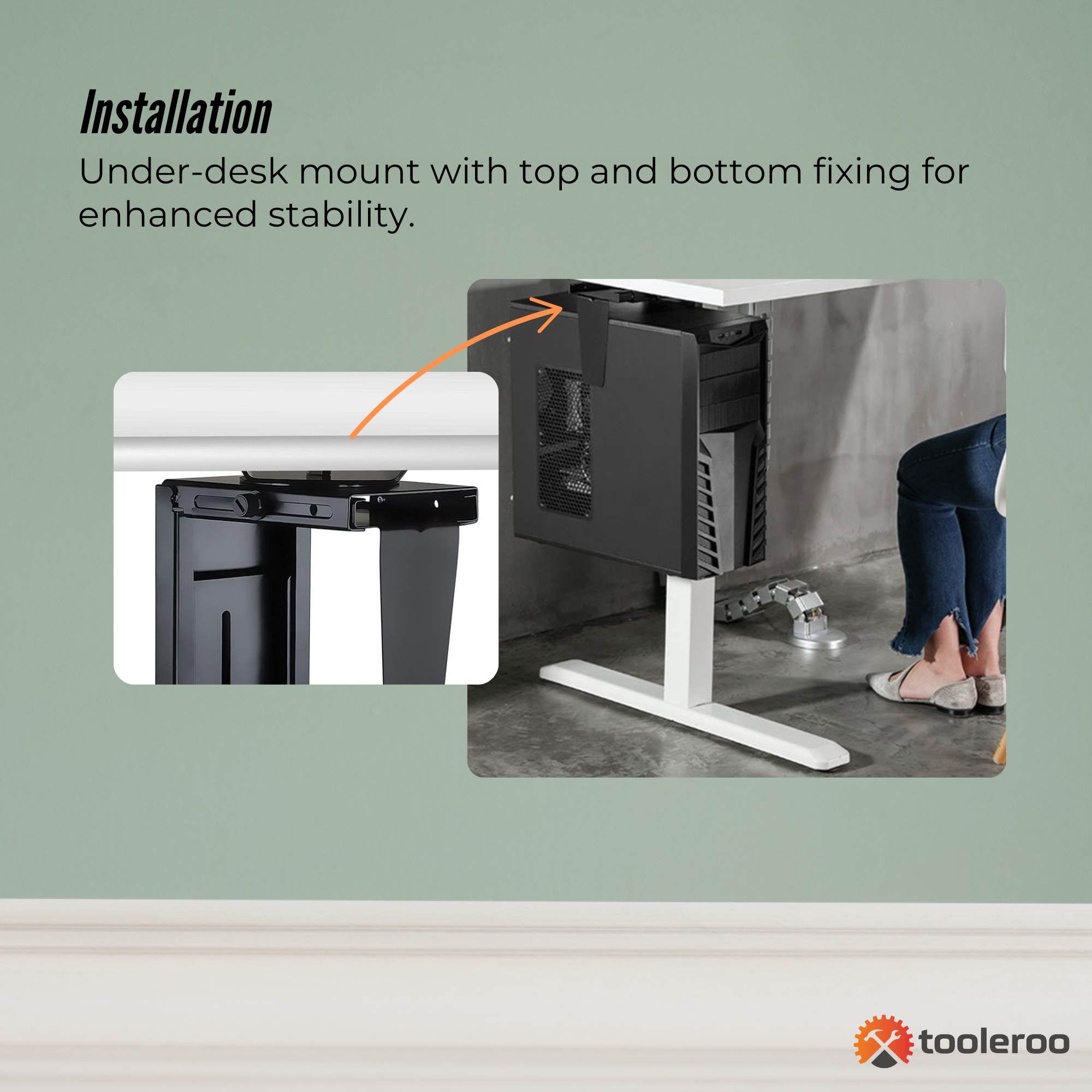 Tooleroo Under Desk CPU Holder PC Mount - Adjustable 360 Degree Rotation Rack V238-SUPDZ-41010225676368