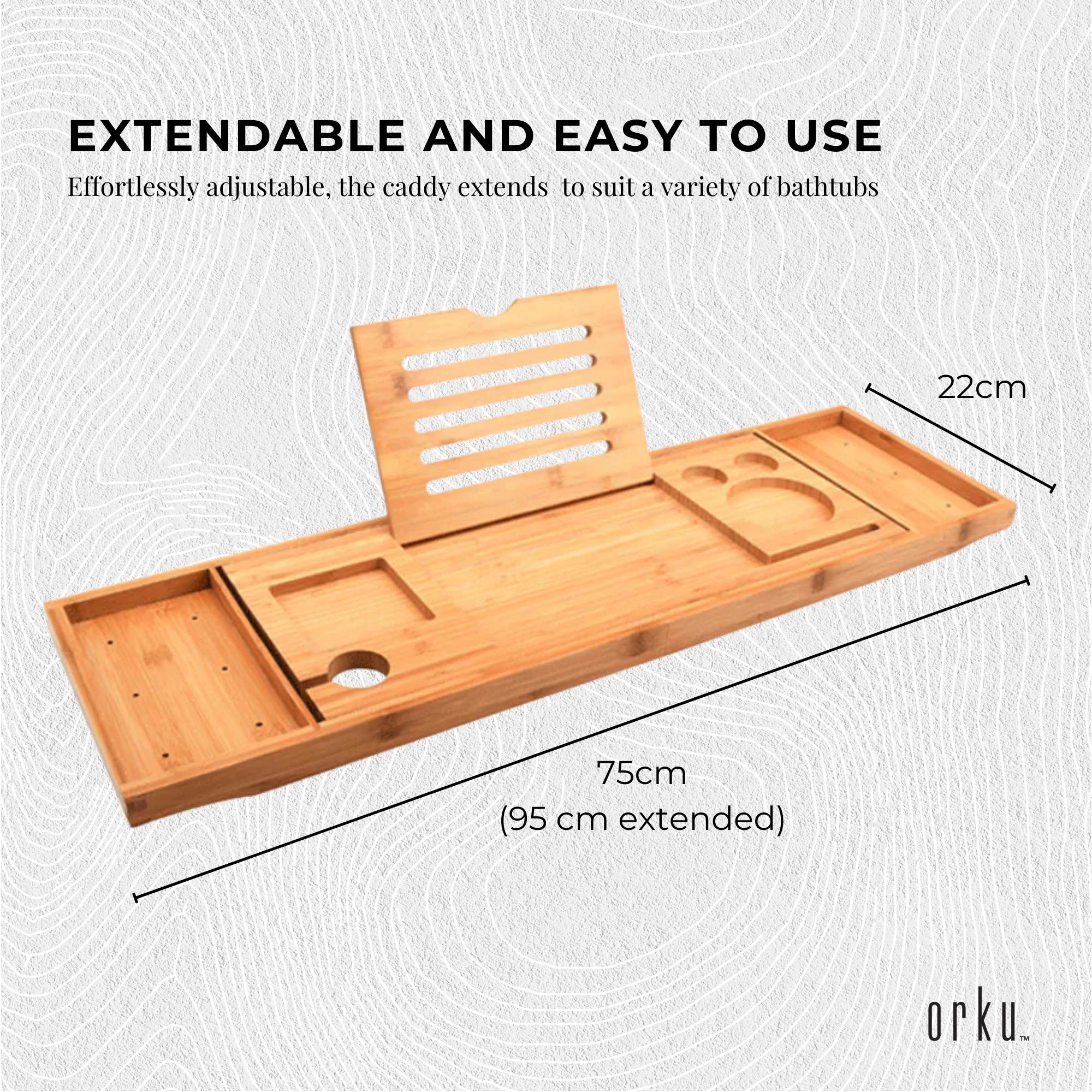 Luxury Adjustable Bamboo Bath Tray Caddy - Spa Book Wine & Accessories Holder V238-SUPDZ-41011690831952