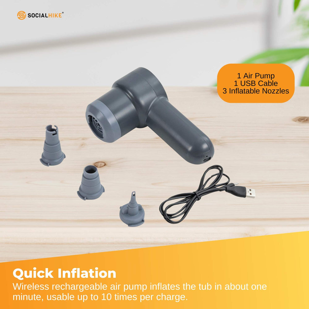Portable Bathtub and Wireless Pump - Inflatable Foldable Collapsible Adult Tub Orange V238-SUPDZ-41020396634192