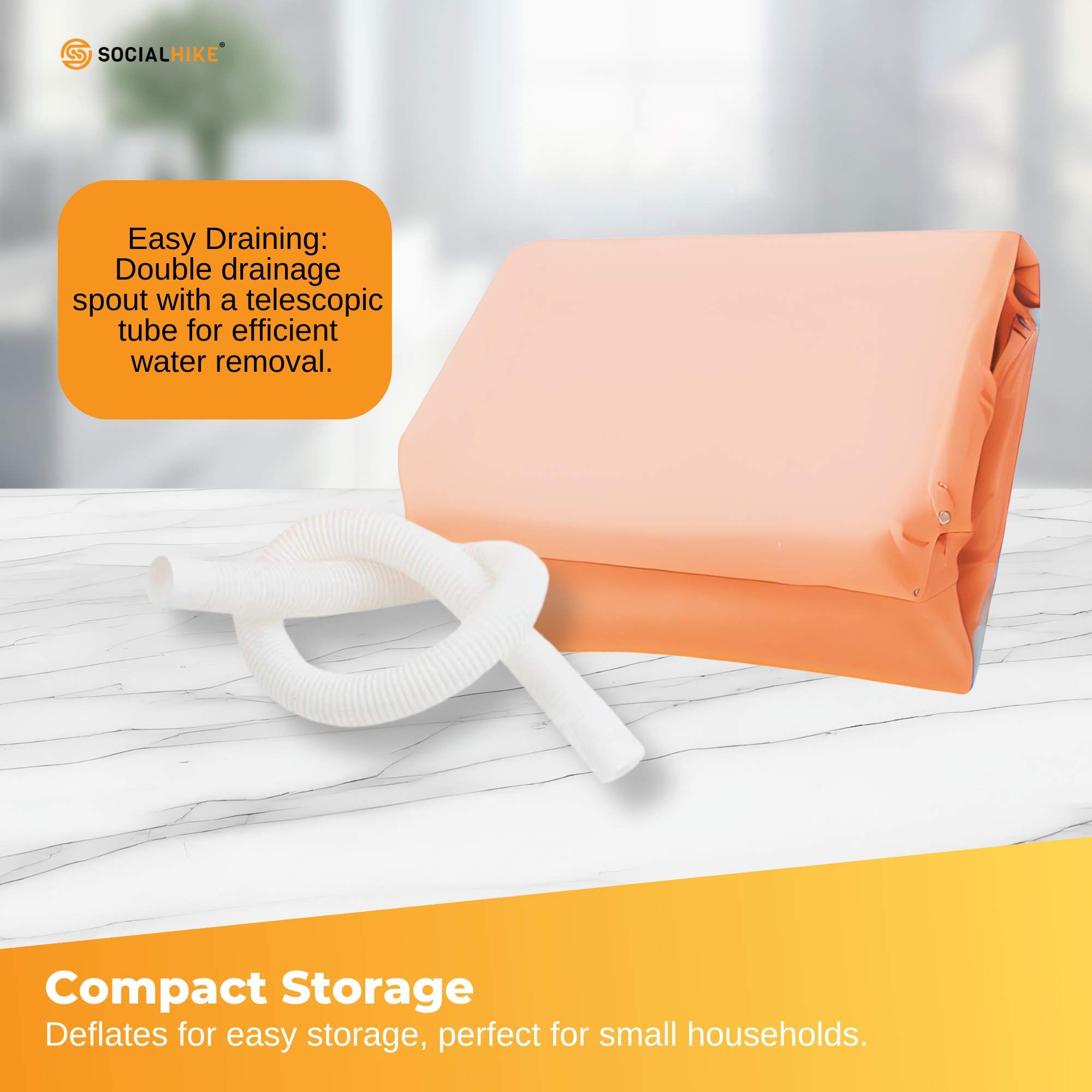 Portable Bathtub and Wireless Pump - Inflatable Foldable Collapsible Adult Tub Orange V238-SUPDZ-41020396634192