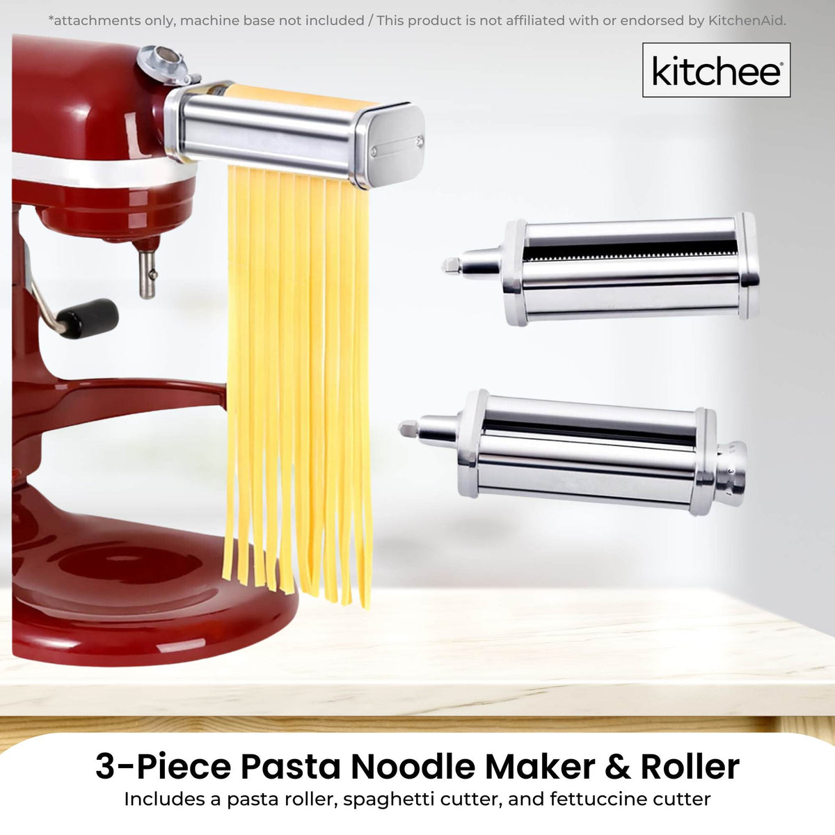 Kitchee Pasta Noodle Maker Roller Cutter Attachments - Compatible with KitchenAid Mixer V238-SUPDZ-41021510975568