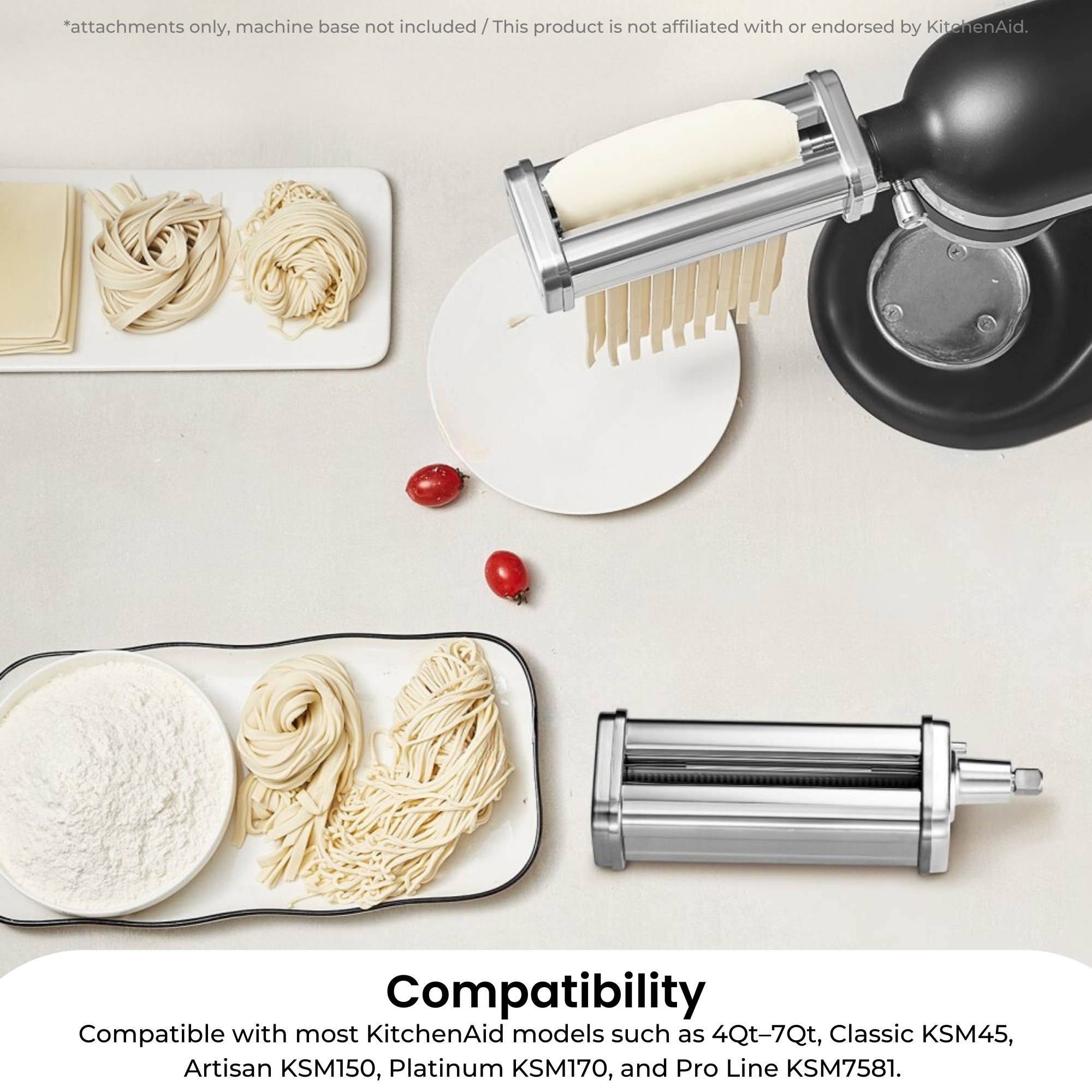Kitchee Pasta Noodle Maker Roller Cutter Attachments - Compatible with KitchenAid Mixer V238-SUPDZ-41021510975568