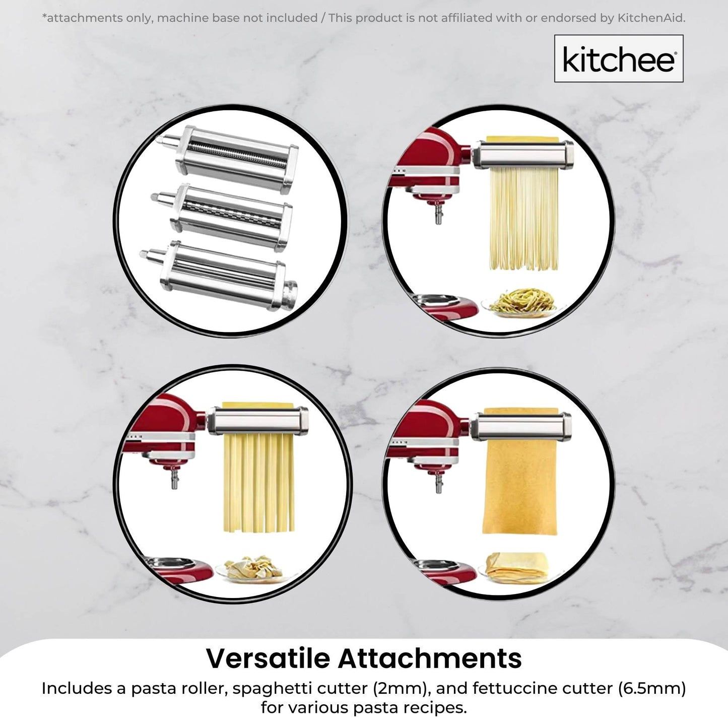 Kitchee Pasta Noodle Maker Roller Cutter Attachments - Compatible with KitchenAid Mixer V238-SUPDZ-41021510975568