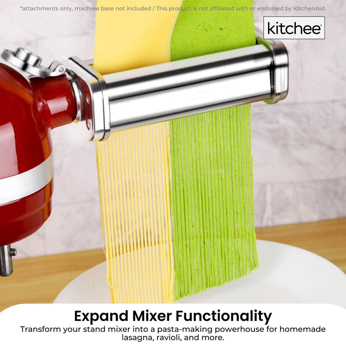 Kitchee Pasta Noodle Maker Roller Cutter Attachments - Compatible with KitchenAid Mixer V238-SUPDZ-41021510975568