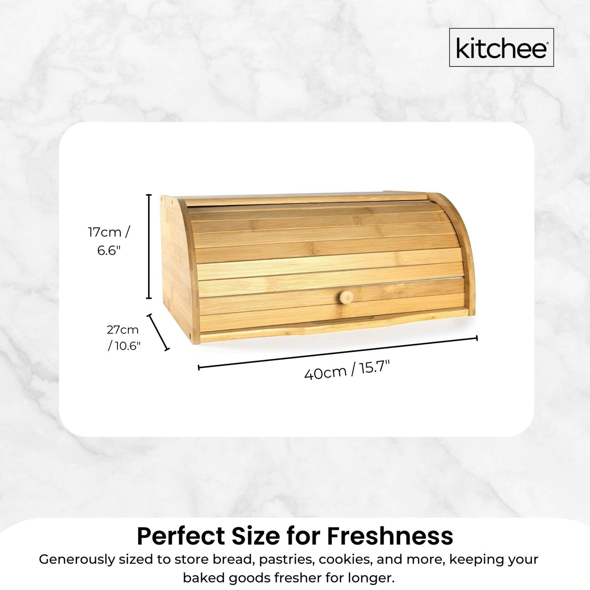 Kitchee 40cm Bamboo Bread Box - Storage Bin Keeper Kitchen Counter Container V238-SUPDZ-41024667975760