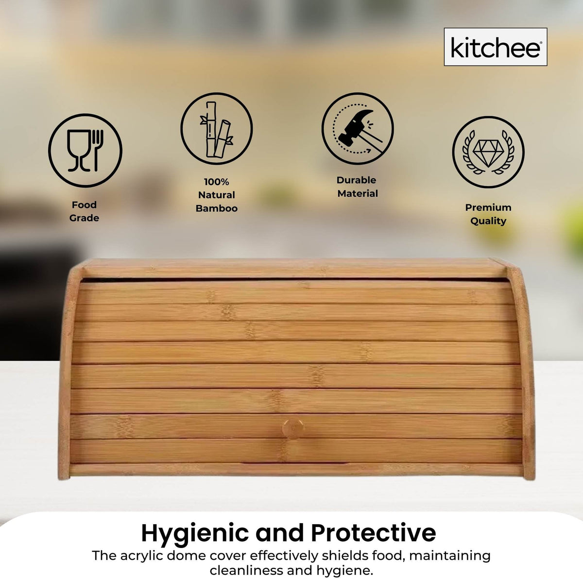 Kitchee 40cm Bamboo Bread Box - Storage Bin Keeper Kitchen Counter Container V238-SUPDZ-41024667975760