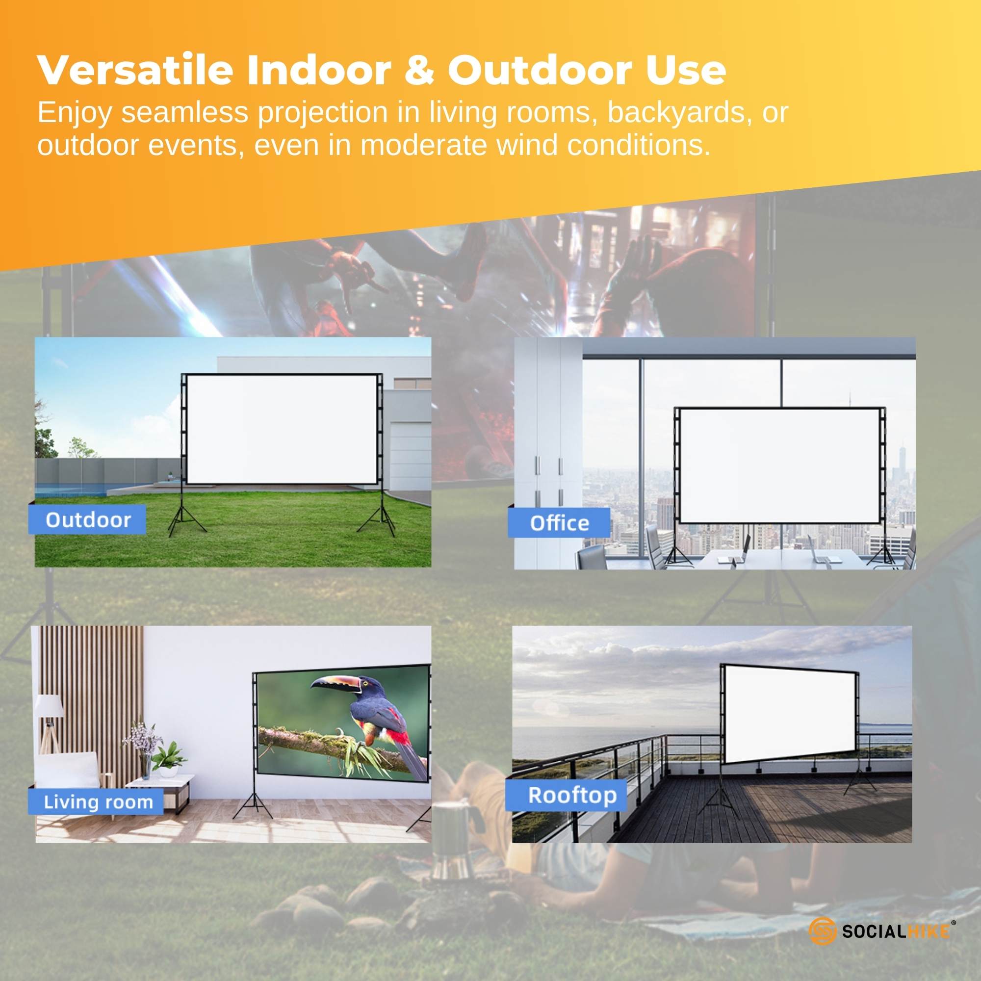 120" Portable Movie Projector Screen - Outdoor Indoor 16:9 4K Tripod Stand Case V238-SUPDZ-41041554473040