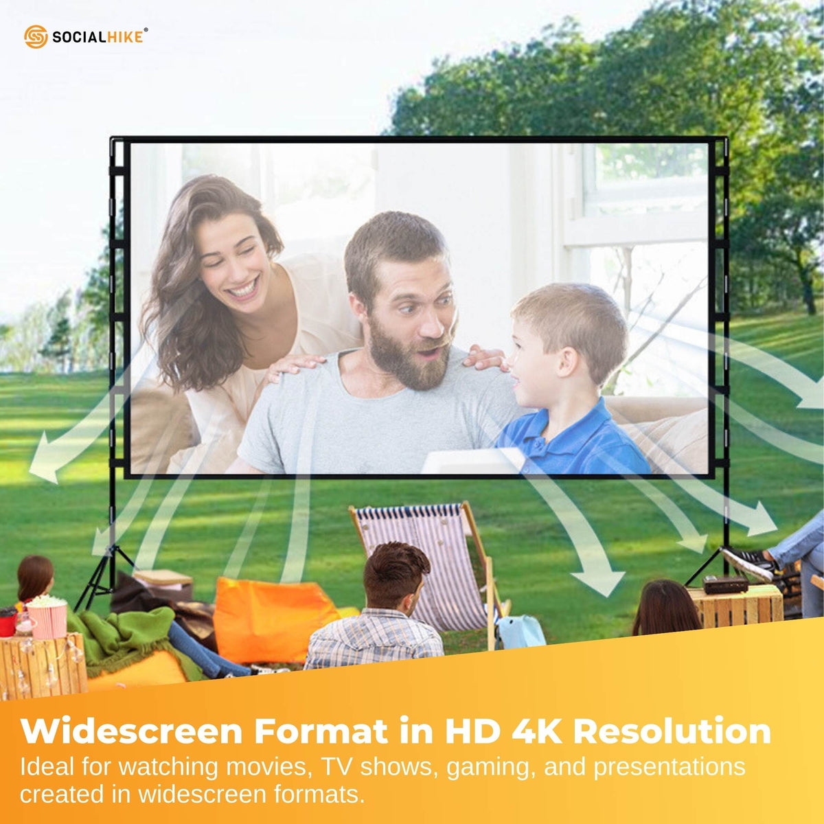 120" Portable Movie Projector Screen - Outdoor Indoor 16:9 4K Tripod Stand Case V238-SUPDZ-41041554473040