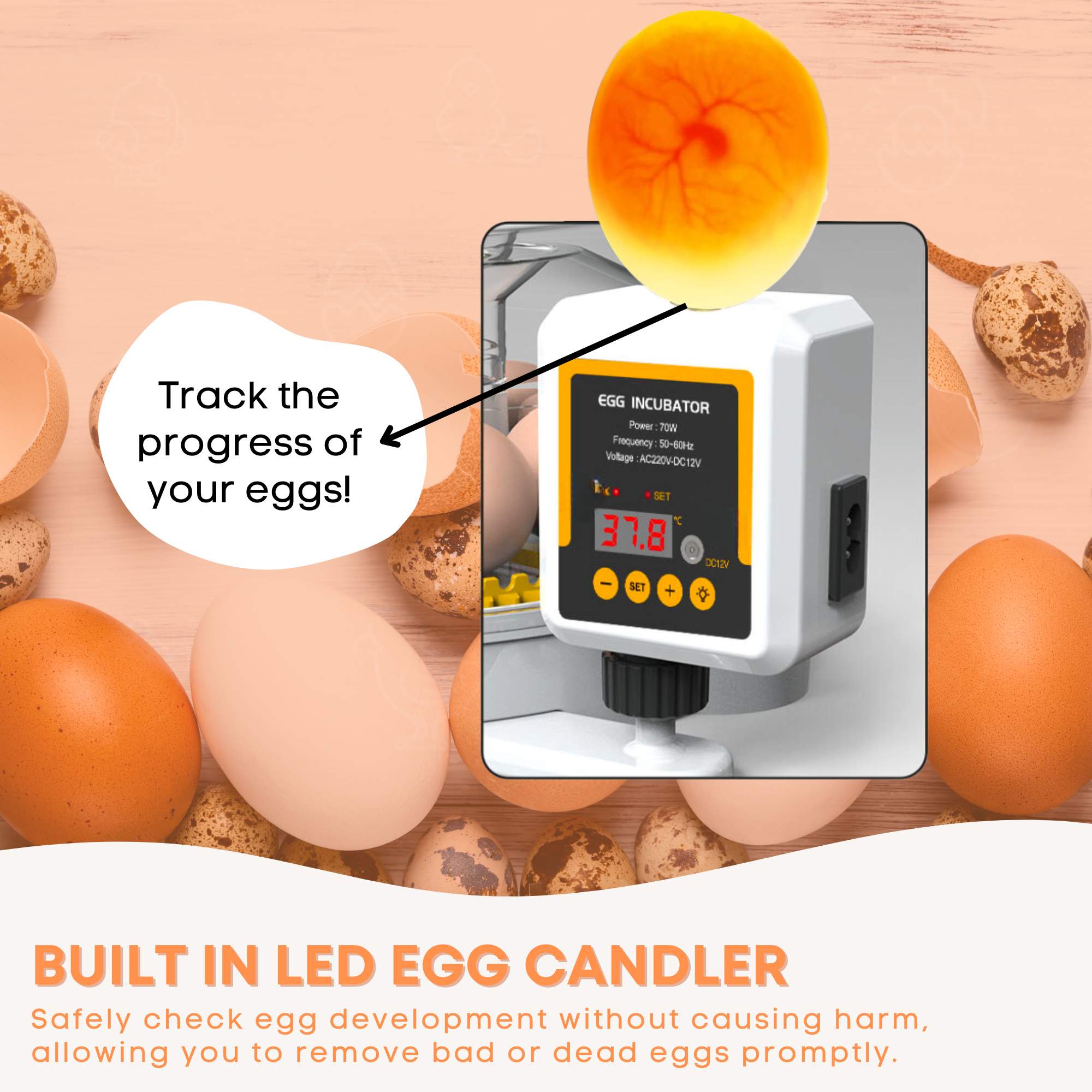 Automatic 12 Egg Incubator - Electric Digital Turning Chicken Quail Duck Hatching V238-SUPDZ-41052083978320