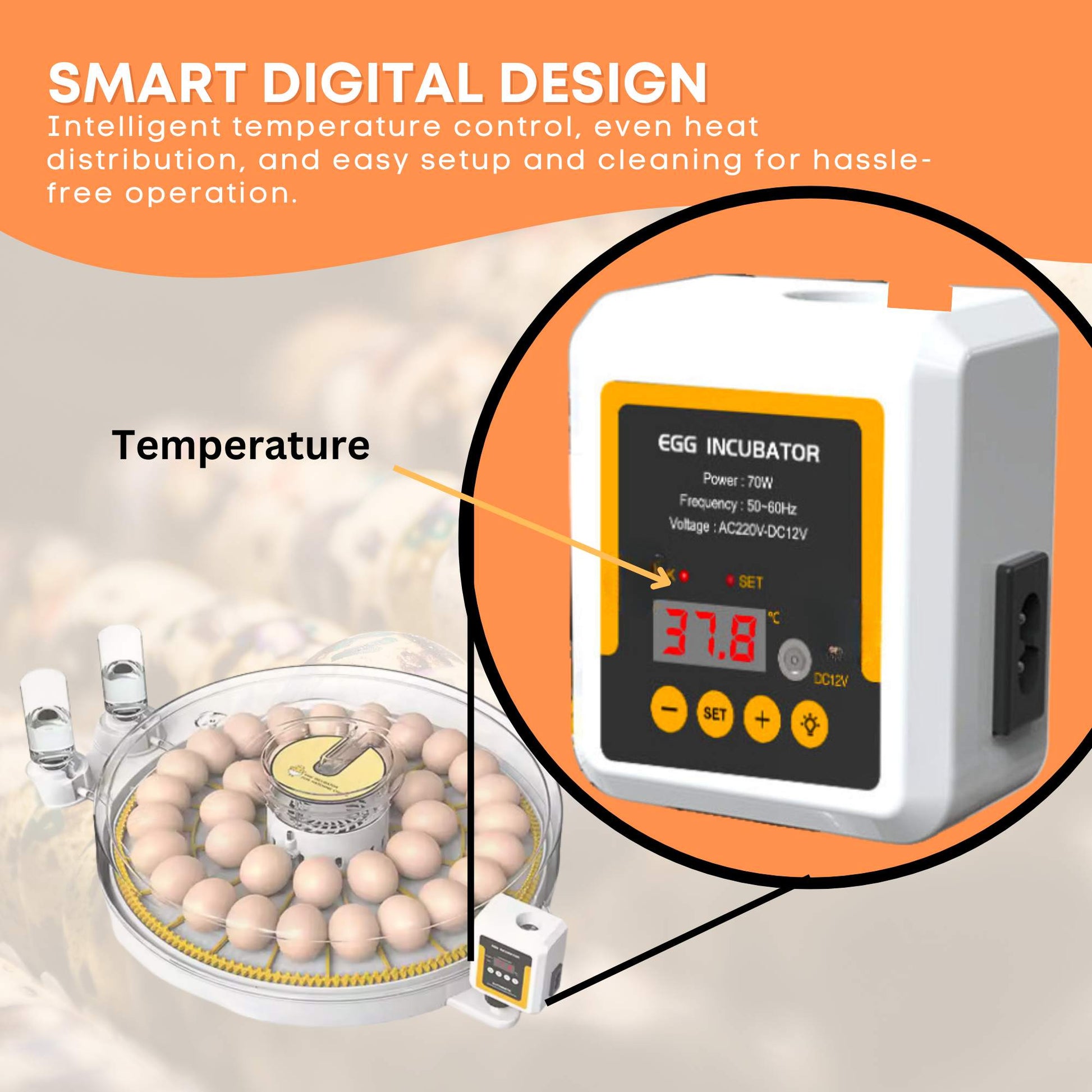 Automatic 35 Egg Incubator - Electric Digital Turning Chicken Quail Duck Hatching V238-SUPDZ-41058148679760