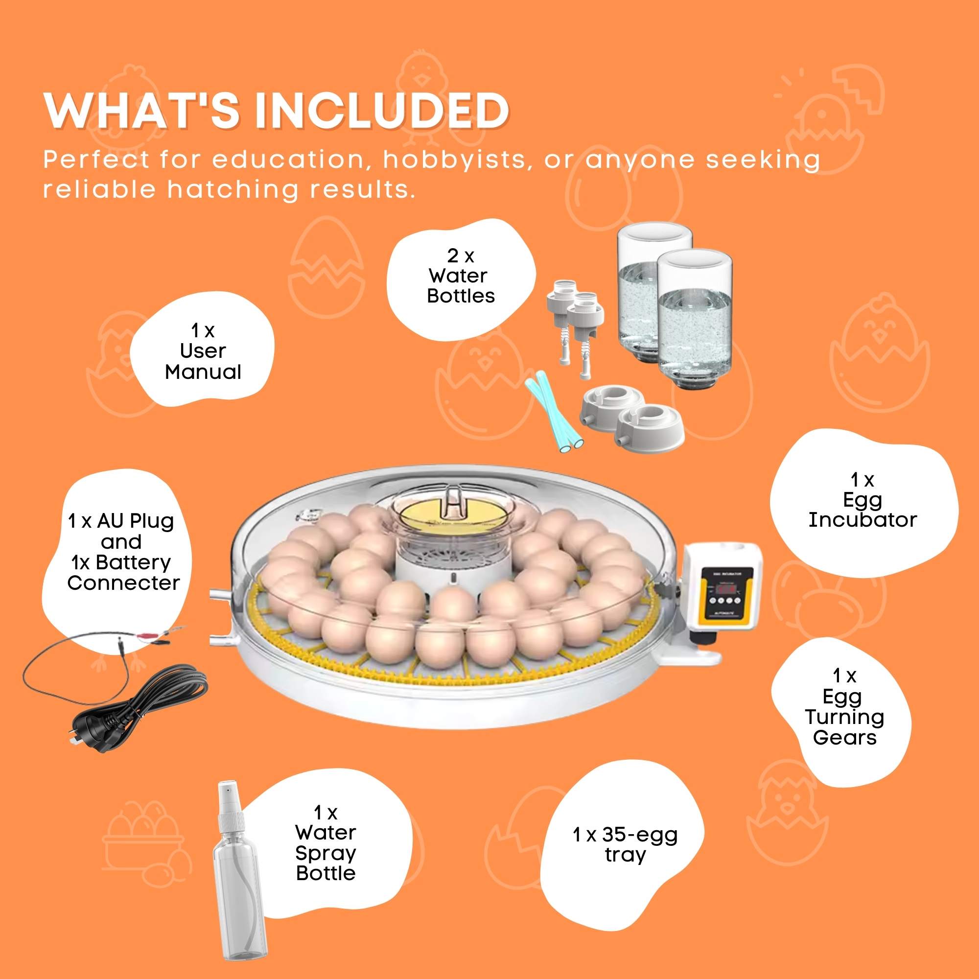 Automatic 35 Egg Incubator - Electric Digital Turning Chicken Quail Duck Hatching V238-SUPDZ-41058148679760