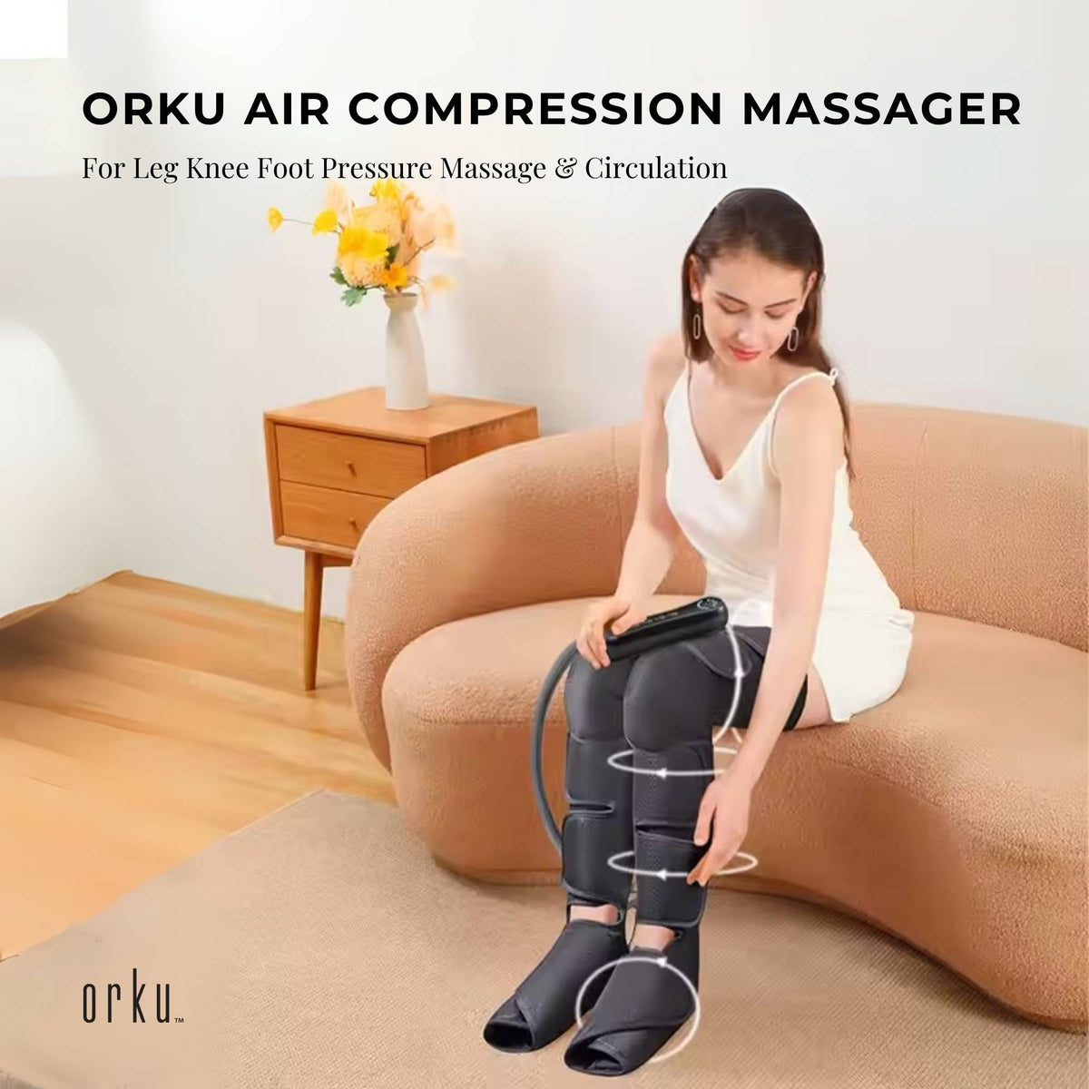 Orku Air Compression Leg Knee Foot Massager with Heat - Relaxation and Recovery V238-SUPDZ-41059817259088