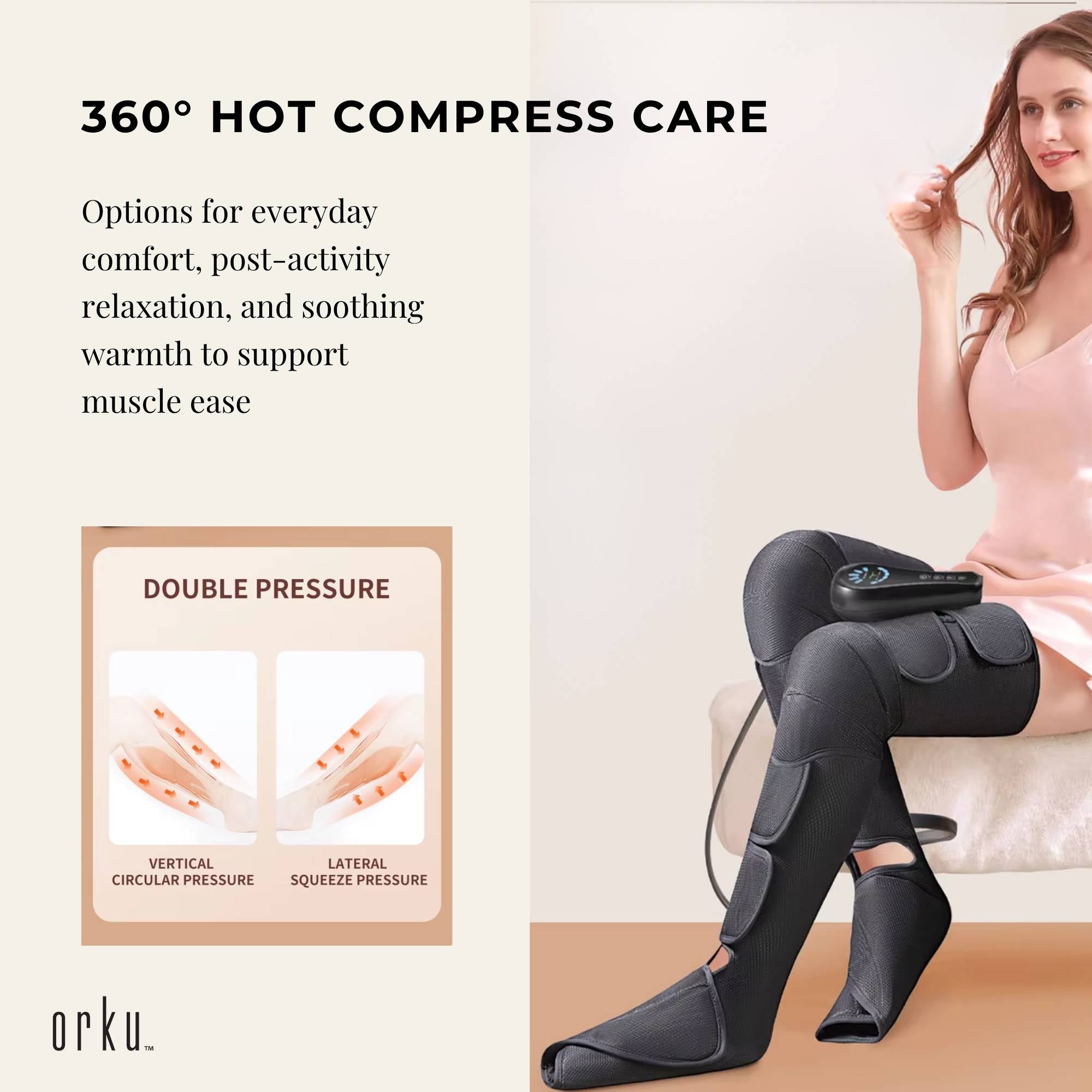 Orku Air Compression Leg Knee Foot Massager with Heat - Relaxation and Recovery V238-SUPDZ-41059817259088