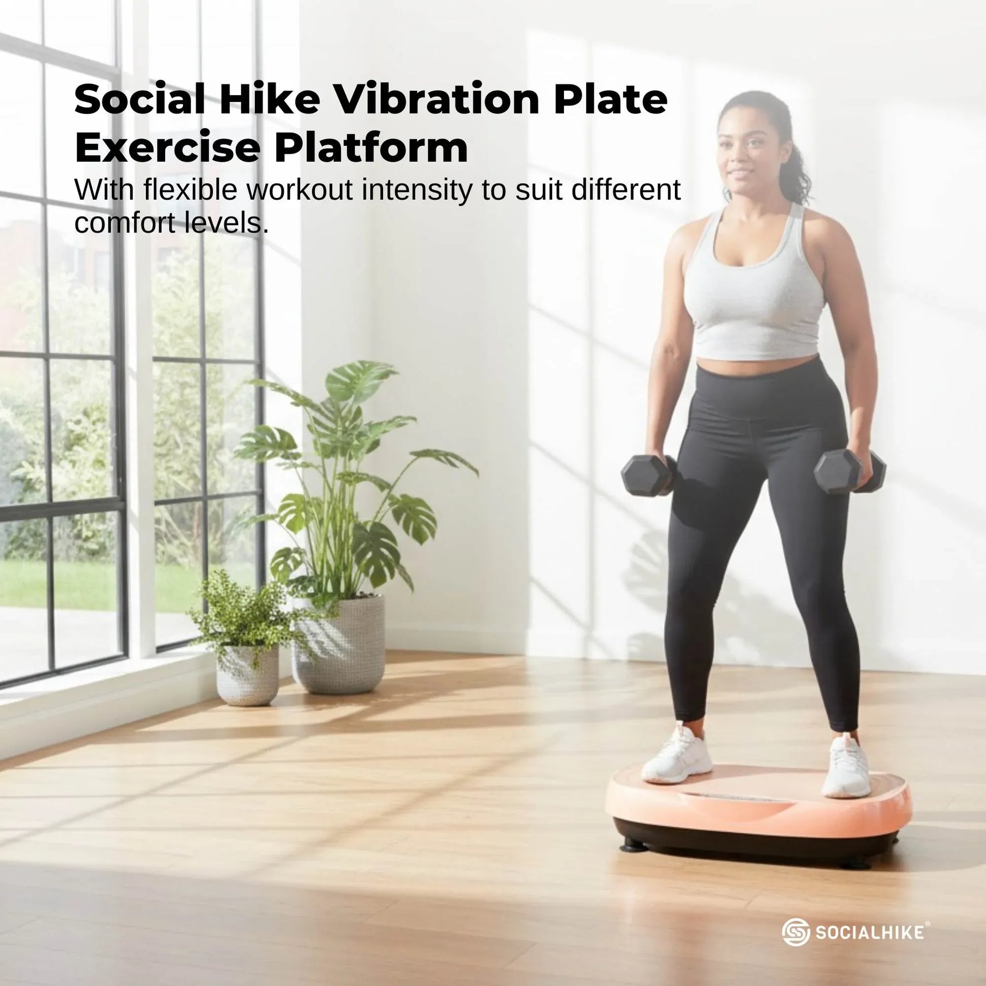 Social Hike 55cm Vibration Plate Machine Full Body Exercise Platform 200W Pink V238-SUPDZ-41071901573200