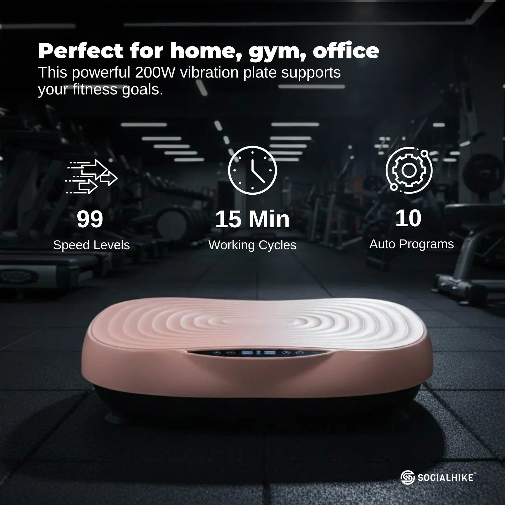 Social Hike 55cm Vibration Plate Machine Full Body Exercise Platform 200W Pink V238-SUPDZ-41071901573200