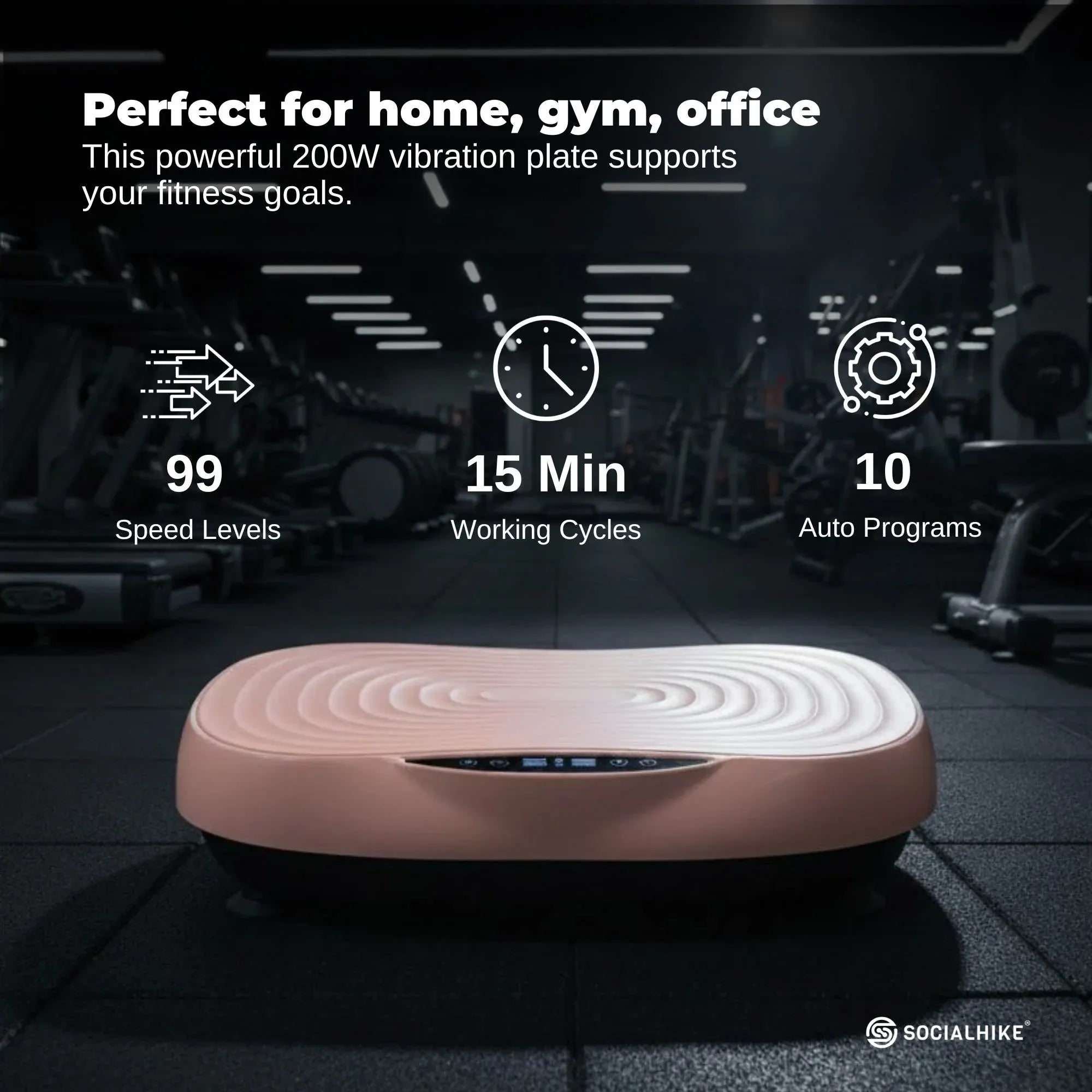 Social Hike 55cm Vibration Plate Machine Full Body Exercise Platform 200W Pink V238-SUPDZ-41071901573200