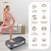 Social Hike 55cm Vibration Plate Machine Full Body Exercise Platform 200W Grey V238-SUPDZ-41072026419280