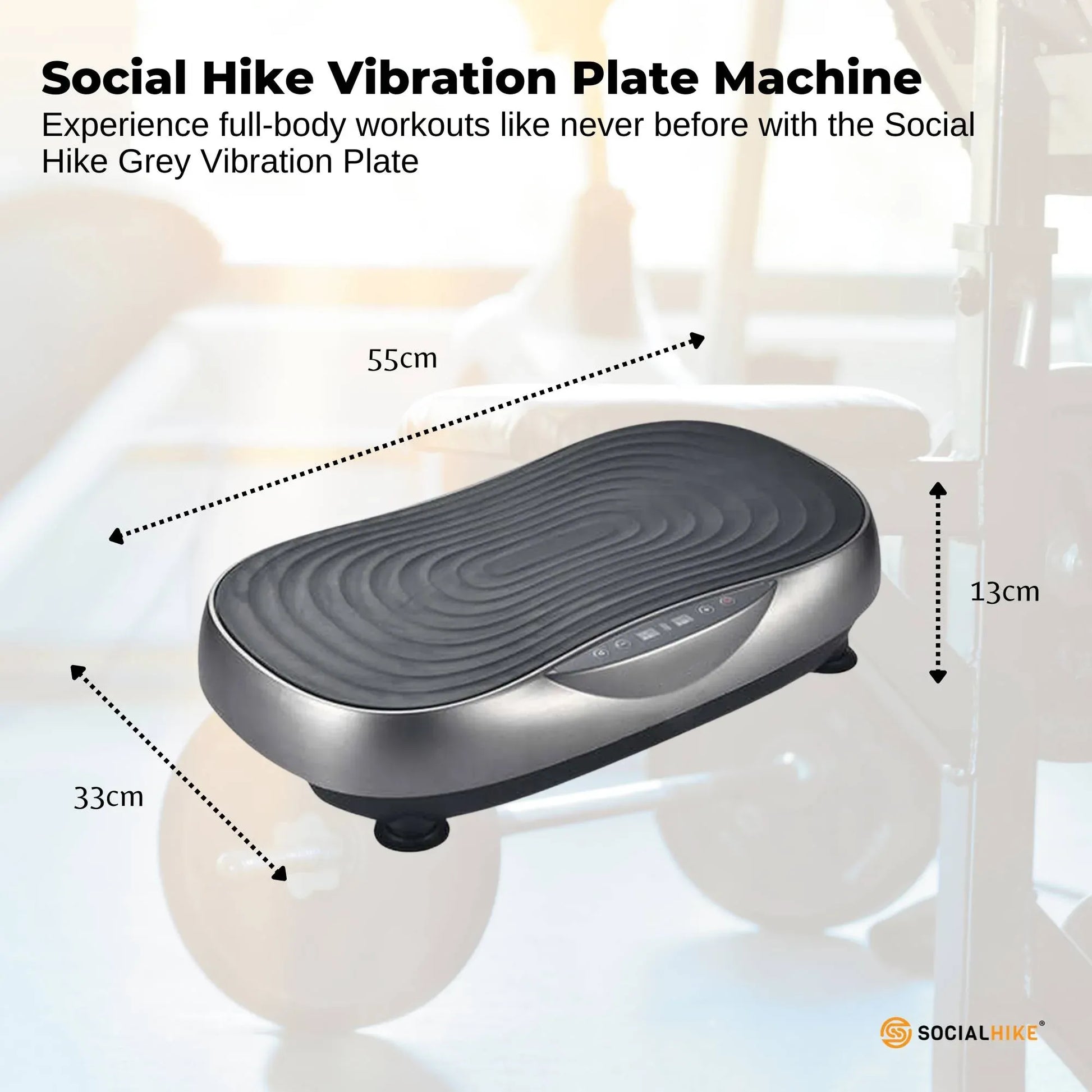 Social Hike 55cm Vibration Plate Machine Full Body Exercise Platform 200W Grey V238-SUPDZ-41072026419280