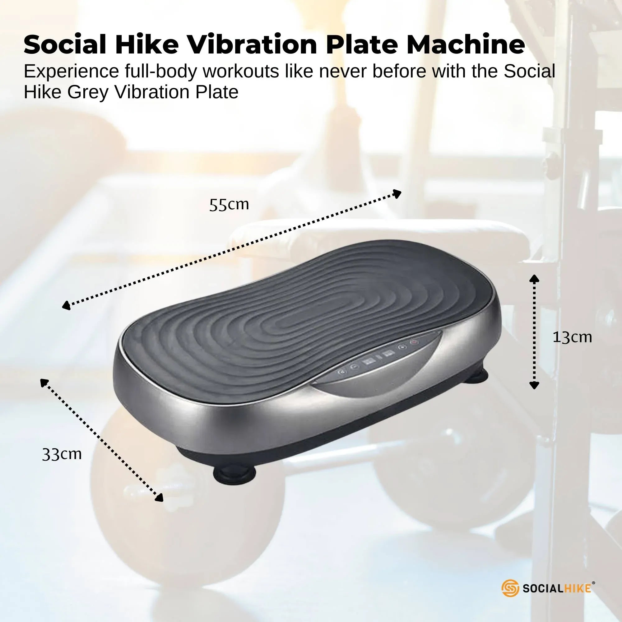 Social Hike 55cm Vibration Plate Machine Full Body Exercise Platform 200W Grey V238-SUPDZ-41072026419280