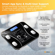 Bluetooth Smart Body Fat Scale Black - Digital BMI Weight USB Recharge with App V238-SUPDZ-41073043996752