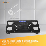 Bluetooth Smart Body Fat Scale Black - Digital BMI Weight USB Recharge with App V238-SUPDZ-41073043996752