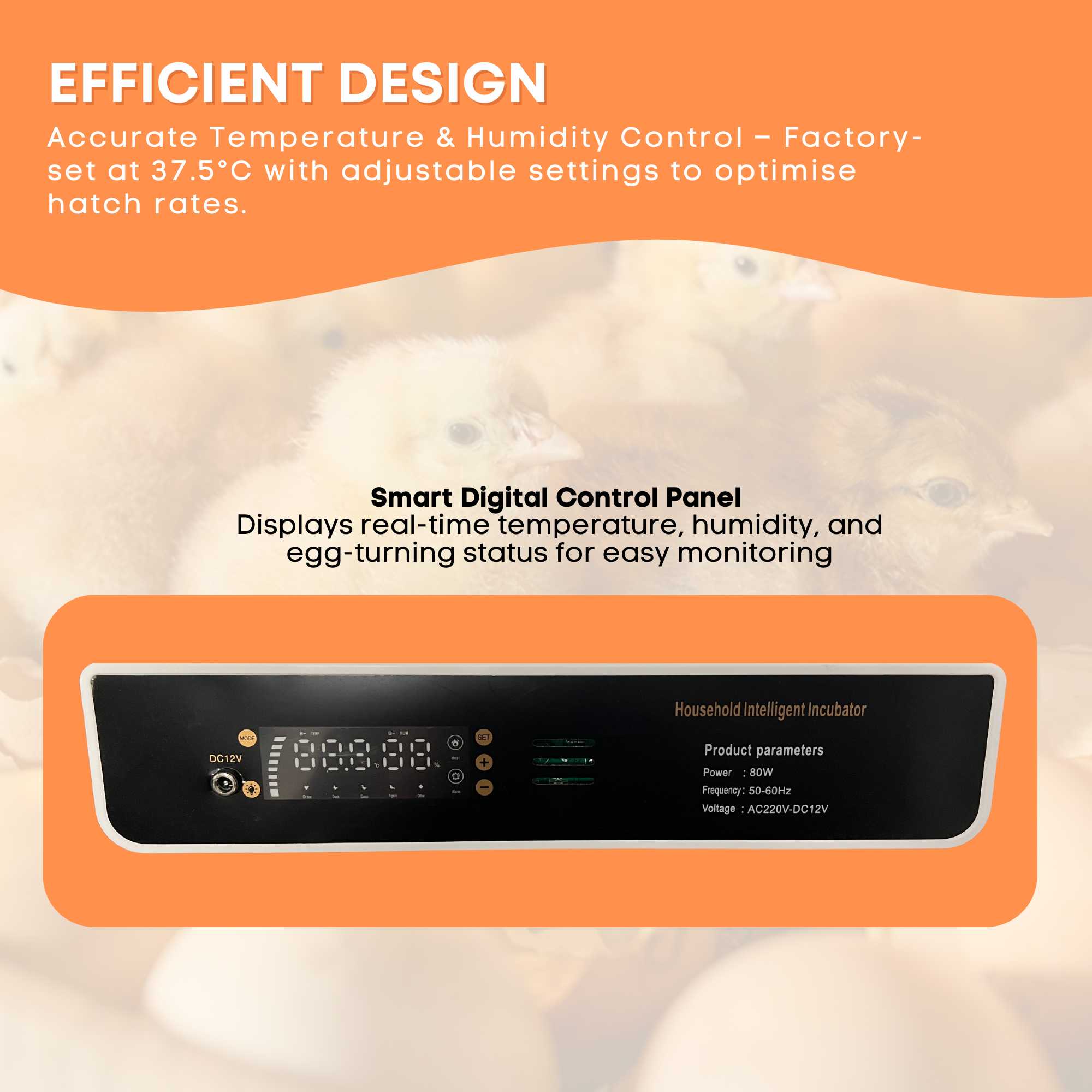 Automatic 48 Egg Incubator - Electric Digital Turning Chicken Quail Duck Hatching V238-SUPDZ-41074807504976