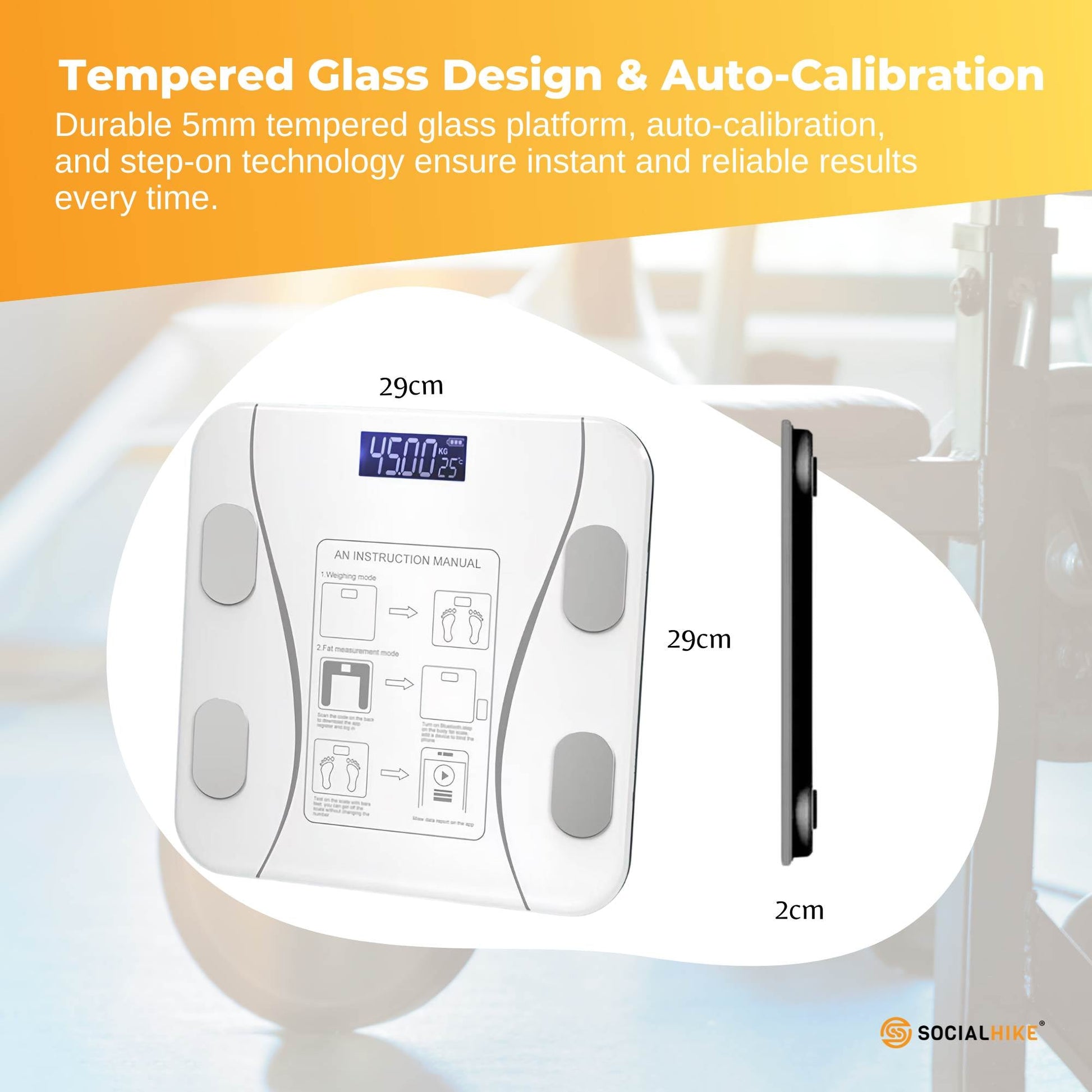 Bluetooth Smart Body Fat Scale White - Digital BMI Weight USB Recharge with App V238-SUPDZ-41075111297104