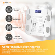 Bluetooth Smart Body Fat Scale White - Digital BMI Weight USB Recharge with App V238-SUPDZ-41075111297104