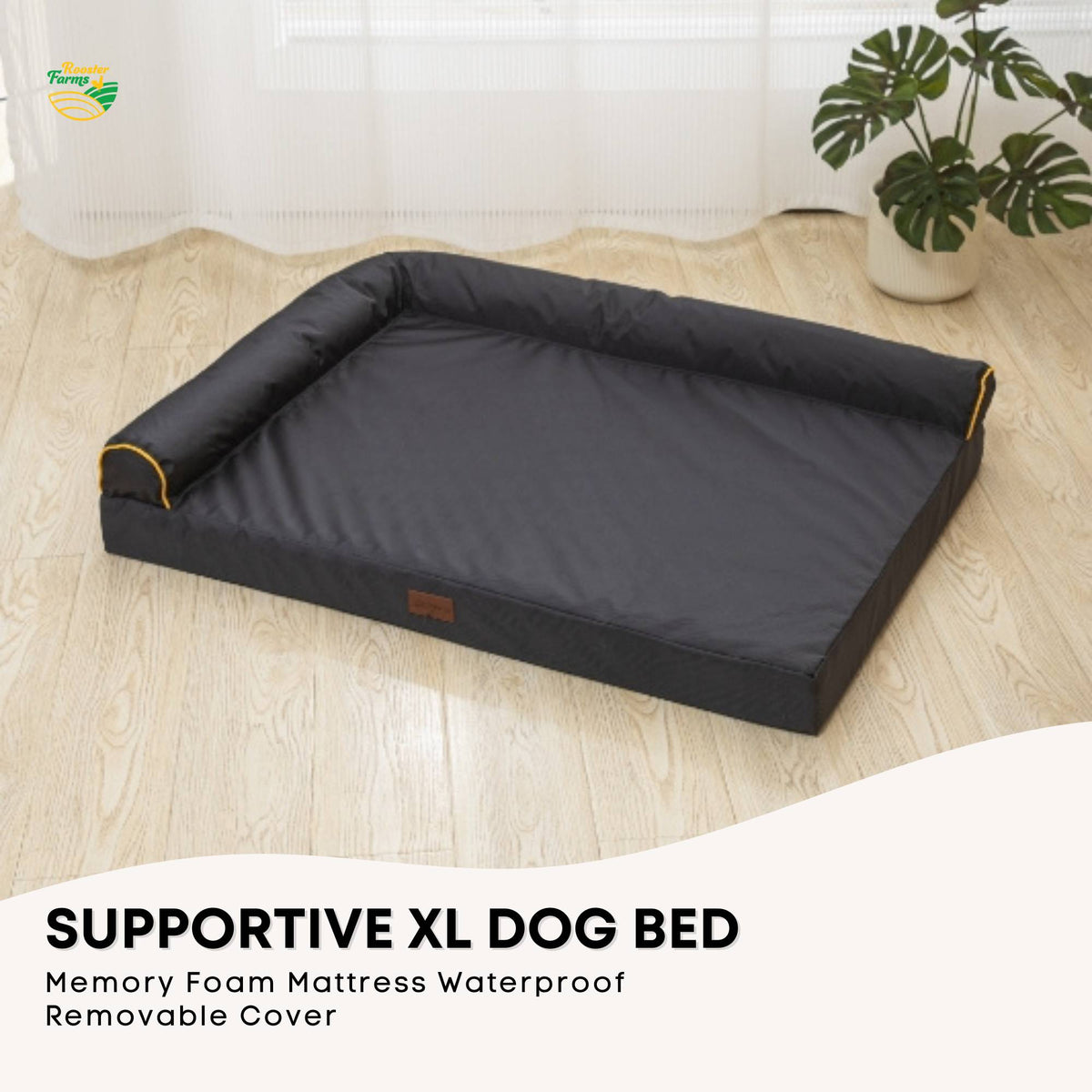 Rooster Farms Supportive Dog Bed XL Grey - Egg Crate Foam Waterproof Mattress V238-SUPDZ-41077394473040