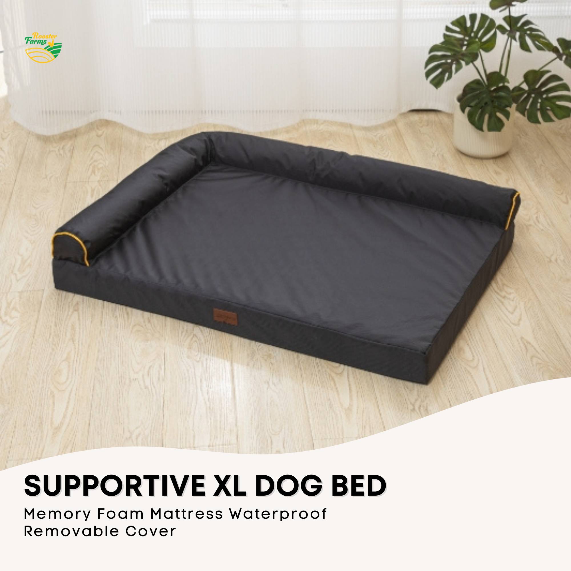 Rooster Farms Supportive Dog Bed XL Grey - Egg Crate Foam Waterproof Mattress V238-SUPDZ-41077394473040