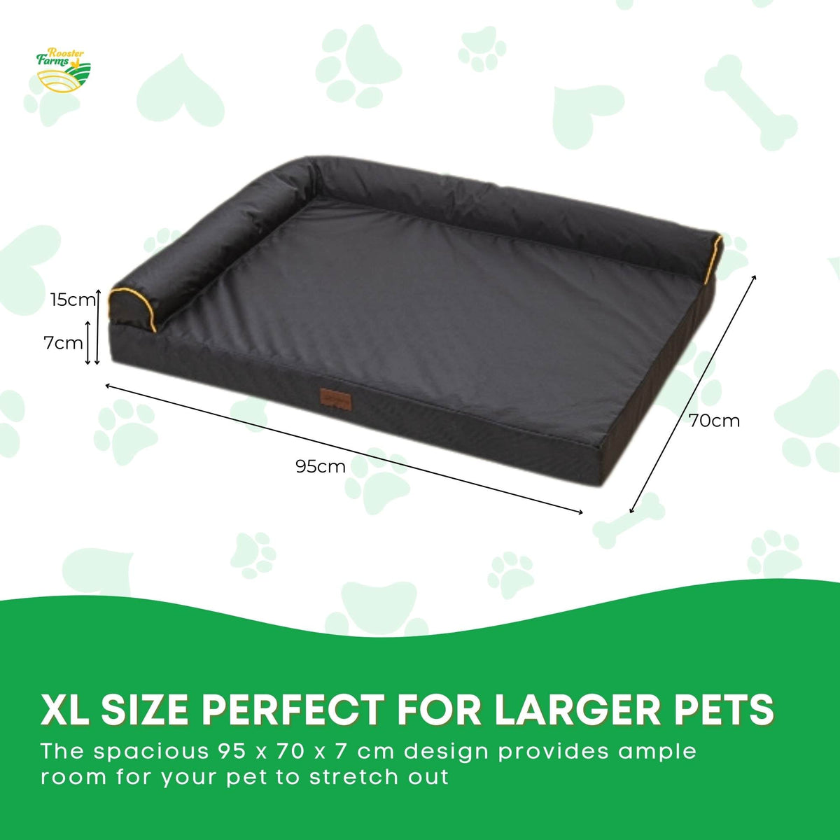 Rooster Farms Supportive Dog Bed XL Grey - Egg Crate Foam Waterproof Mattress V238-SUPDZ-41077394473040