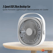 3-Speed USB 20cm Desktop Fan - Quiet Portable Lightweight Rechargeable Cooler V238-SUPDZ-41080411684944