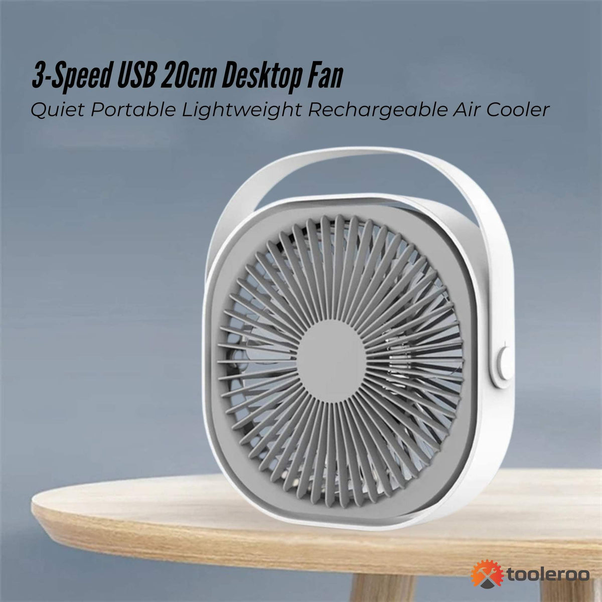 3-Speed USB 20cm Desktop Fan - Quiet Portable Lightweight Rechargeable Cooler V238-SUPDZ-41080411684944