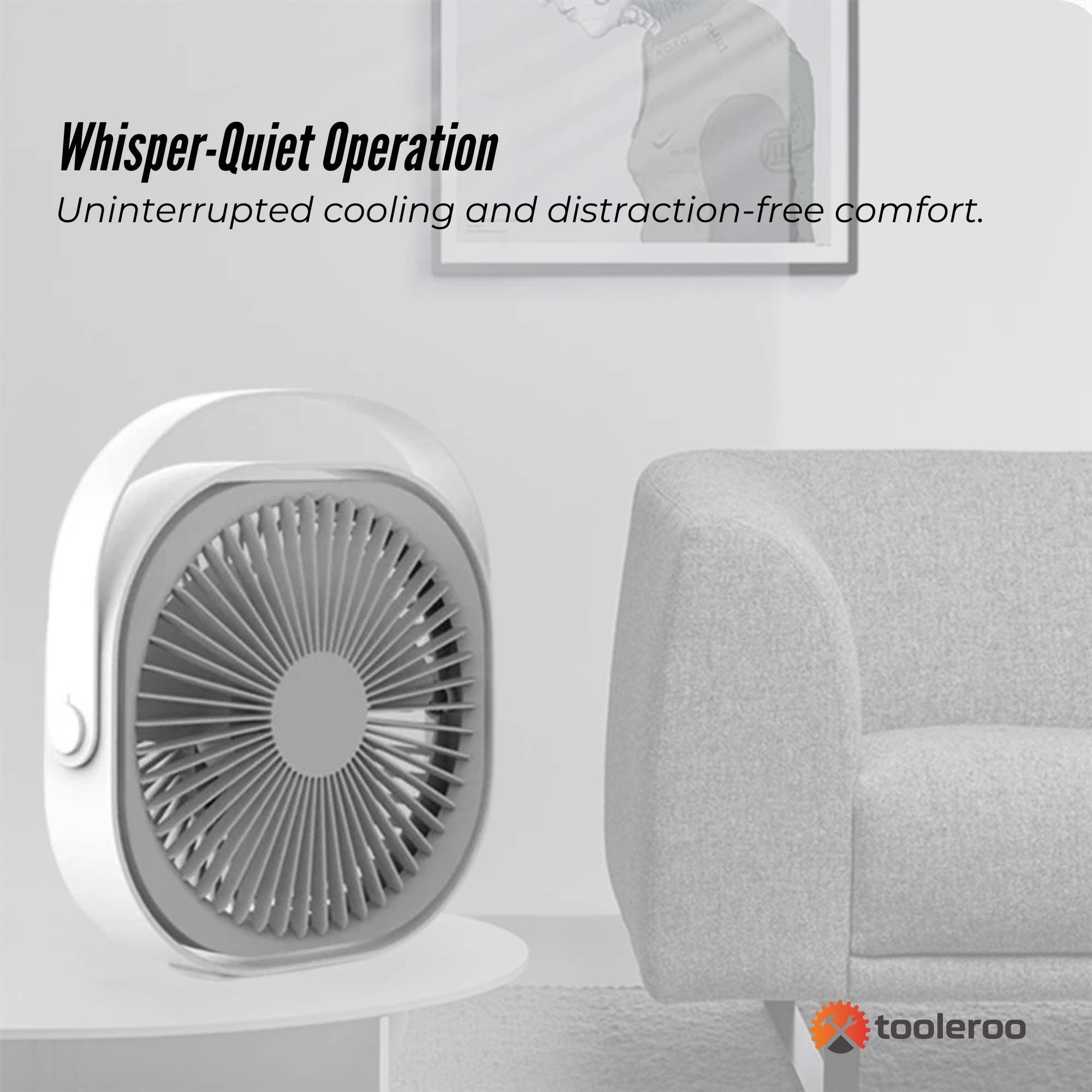 3-Speed USB 20cm Desktop Fan - Quiet Portable Lightweight Rechargeable Cooler V238-SUPDZ-41080411684944