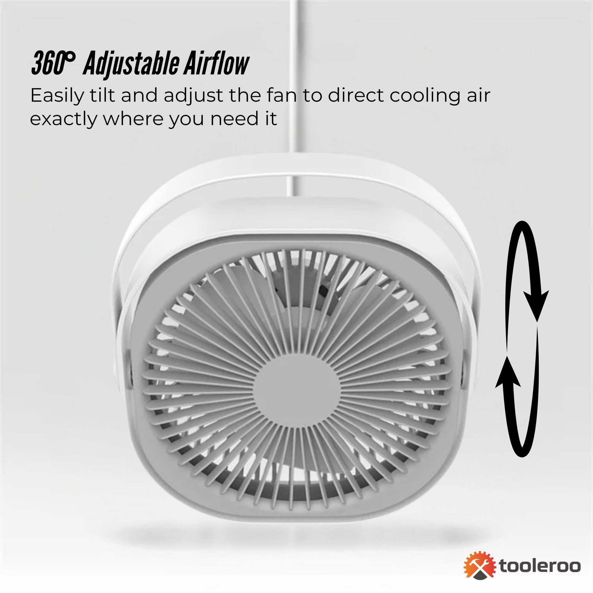 3-Speed USB 20cm Desktop Fan - Quiet Portable Lightweight Rechargeable Cooler V238-SUPDZ-41080411684944
